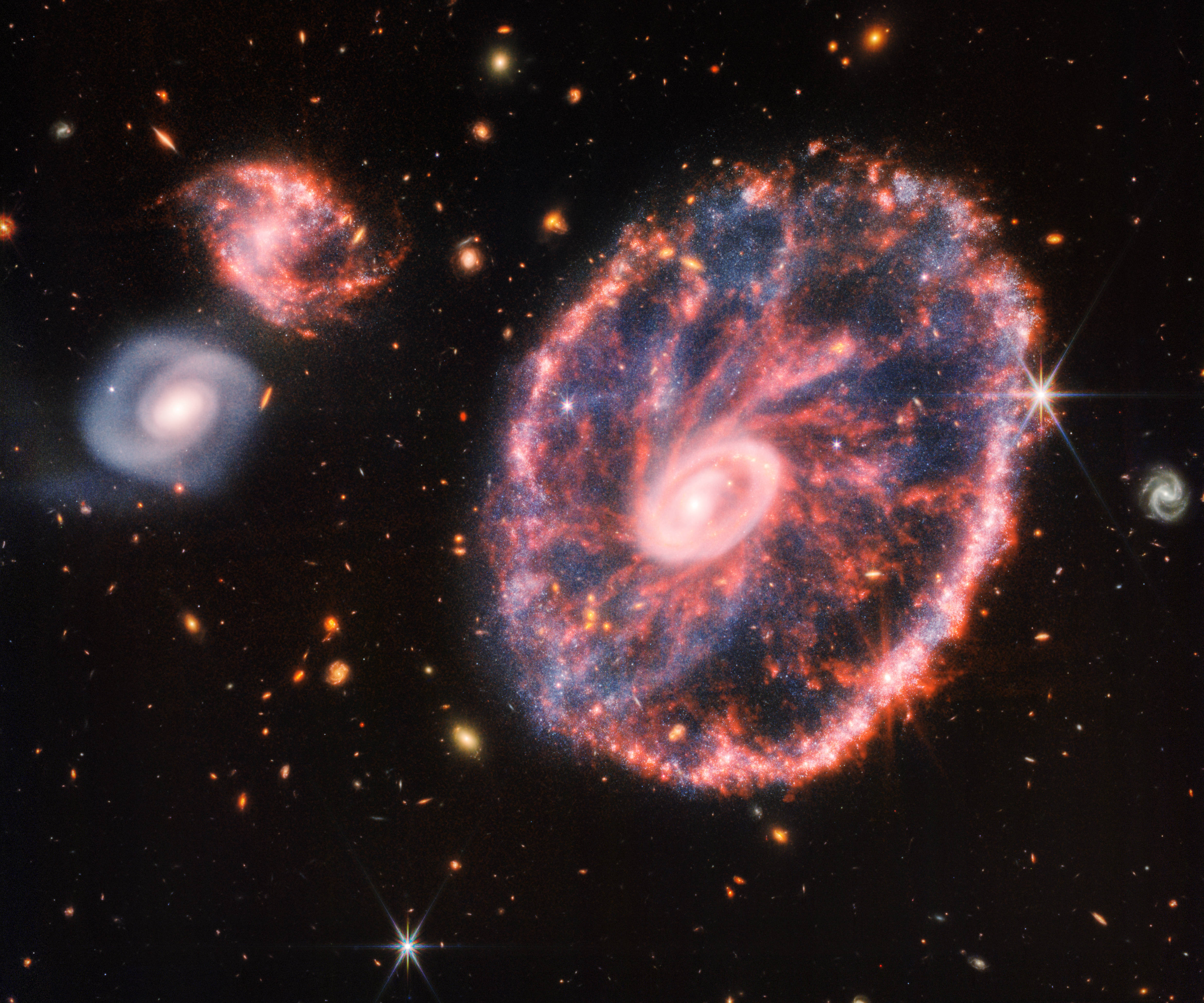 Nebula Galaxy Live, glowing spiral galaxy, red and blue nebulae, 4K Desktop Wallpaper