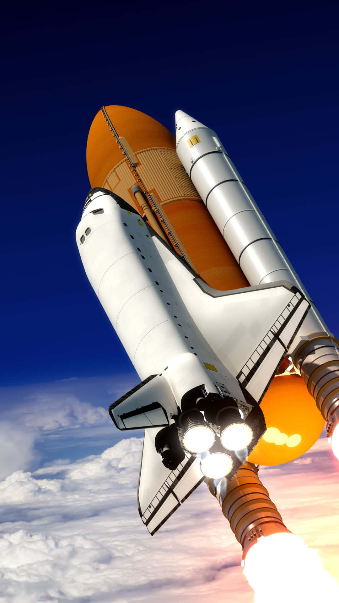 Live Space, space shuttle, fiery engines, Full HD Phone Wallpaper