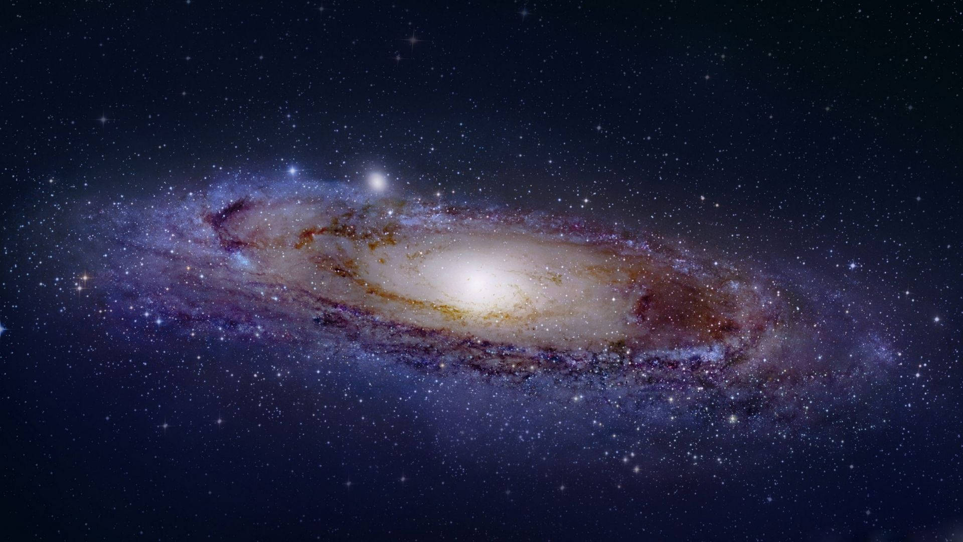 flat galaxy background, spiral galaxy, golden hues, Full HD Desktop Wallpaper