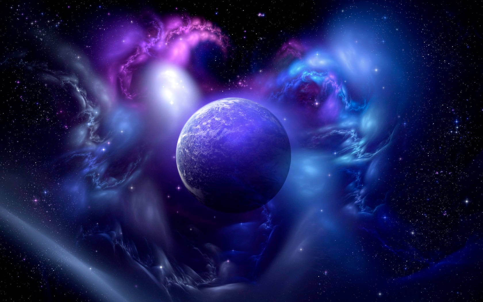 Galaxy Moon, swirling cosmic nebulae, purple and blue, HD Desktop Wallpaper