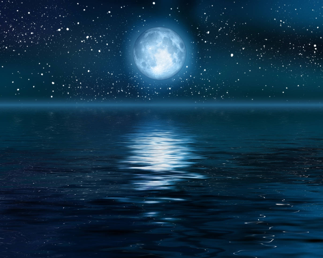Galaxy Moon, full moon, calm ocean waters, HD Desktop Wallpaper