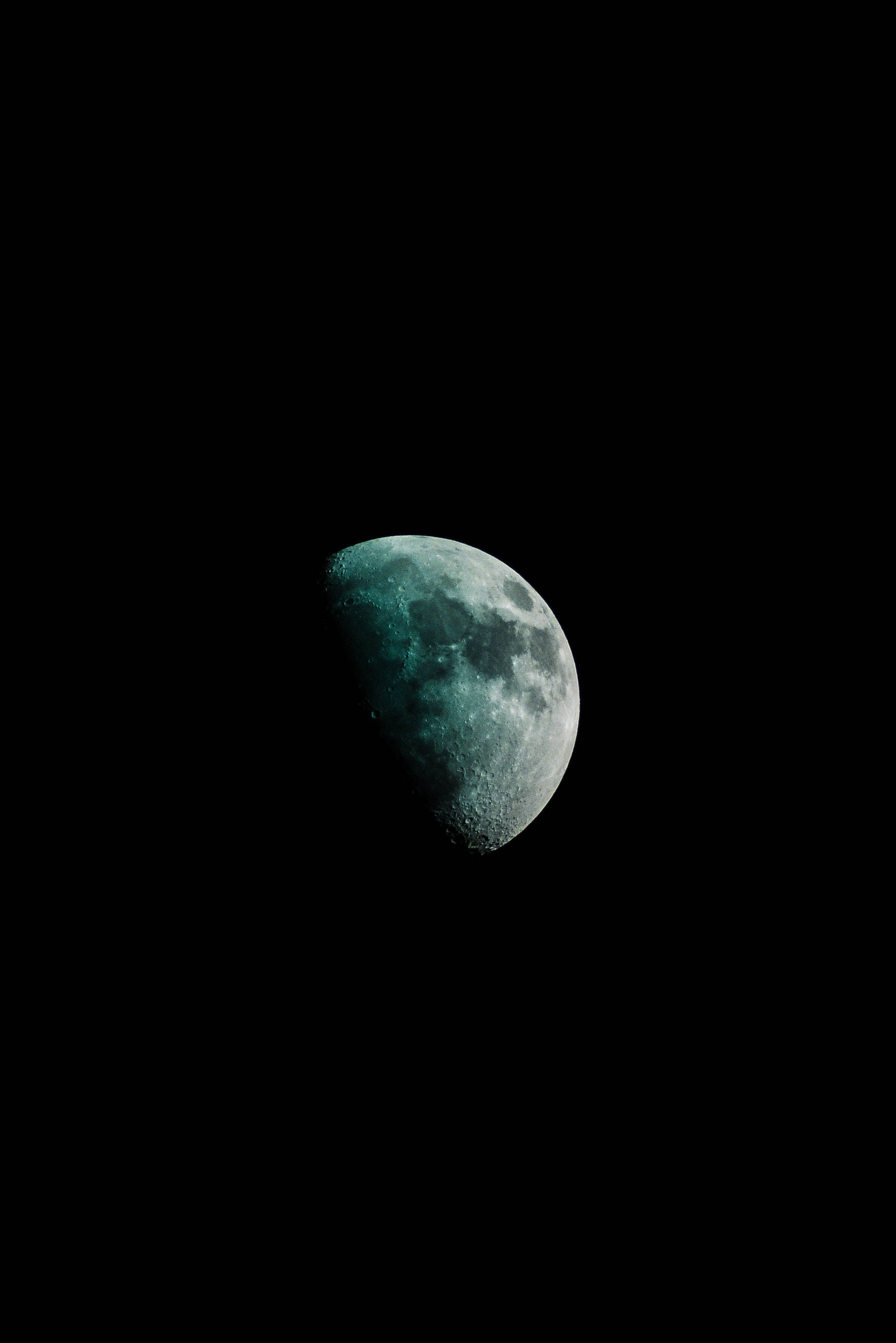 Moon, teal, gray, 2K Phone Wallpaper