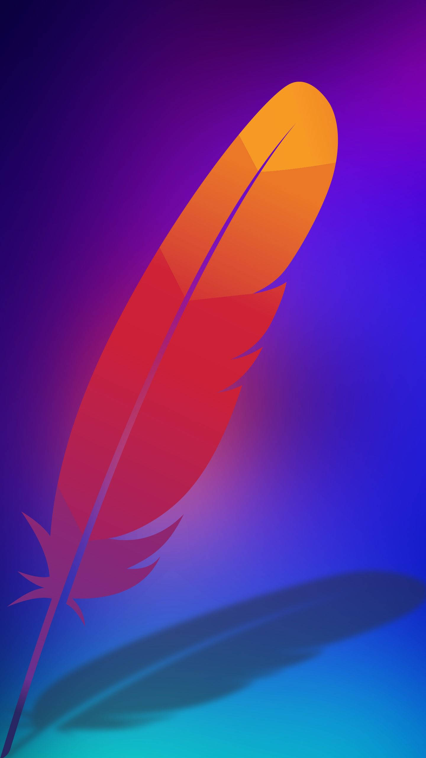 Galaxy Note 7, orange feather, gradient orange red and purple hues, 2K Phone Wallpaper
