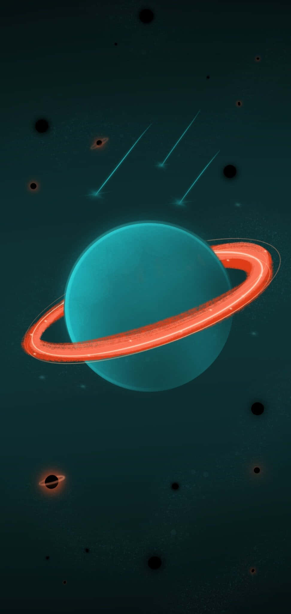 Galaxy Note, cyan planet, orange ring, Full HD Phone Wallpaper
