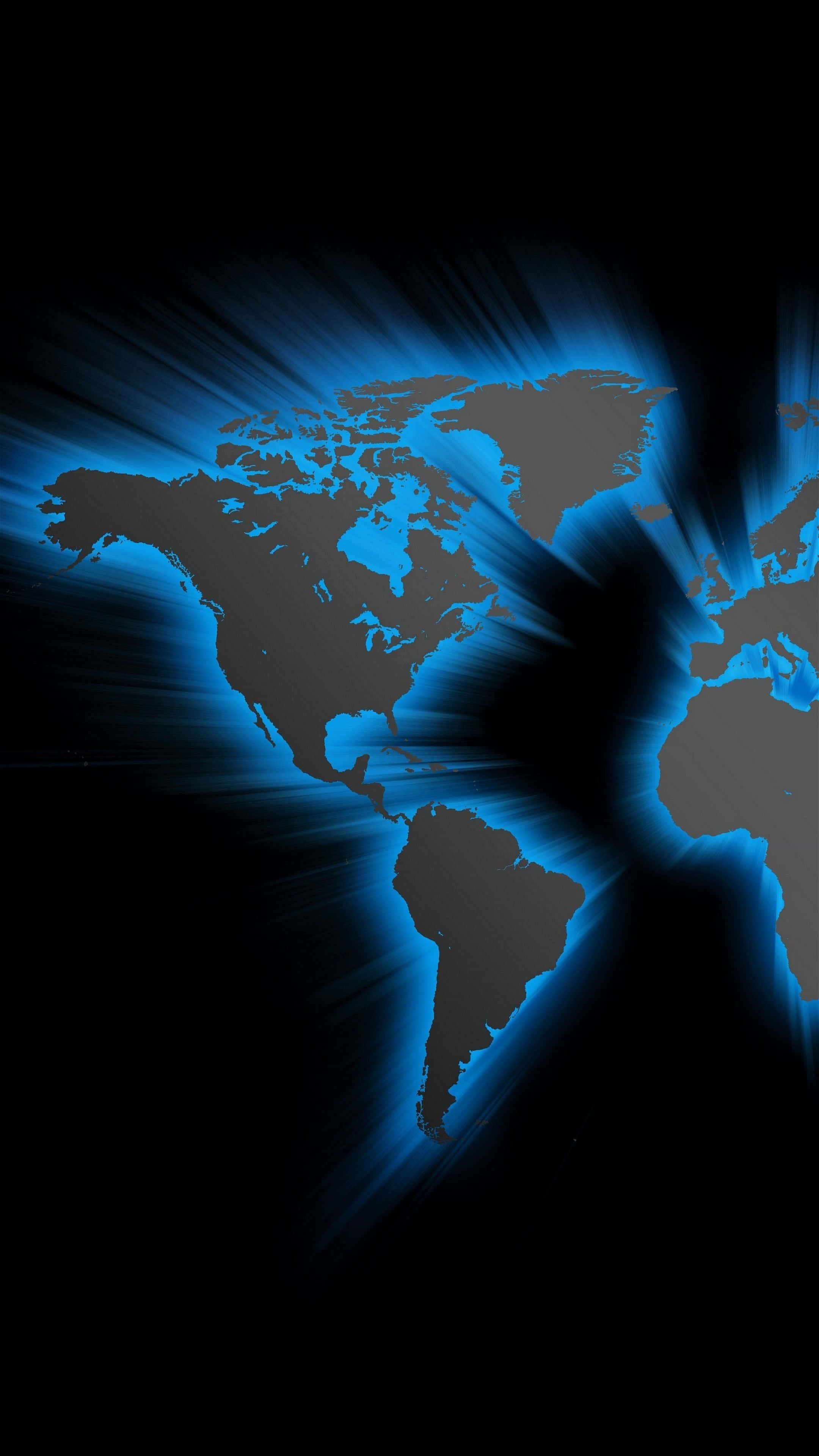 Galaxy Note 4, blue, world map, 4K Phone Wallpaper
