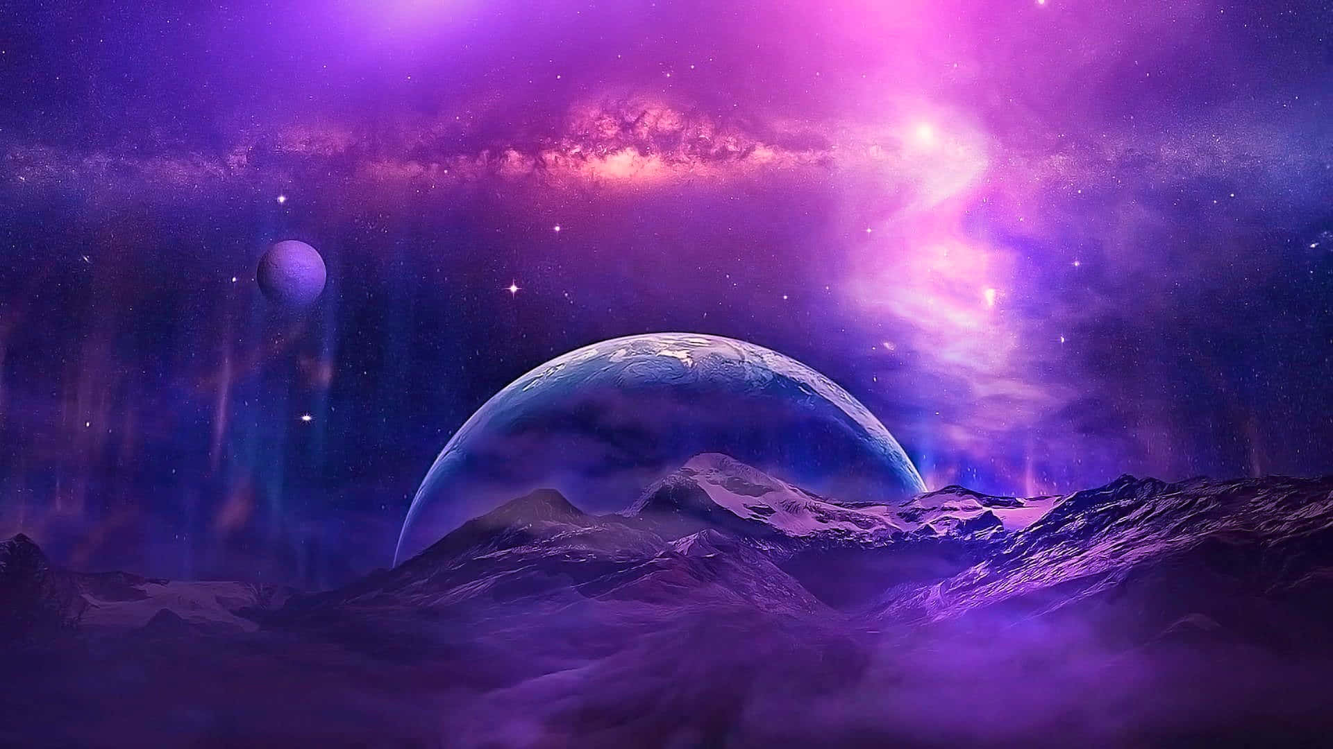 Galaxy Planet, purple nebula, pink nebula, Full HD Desktop Wallpaper