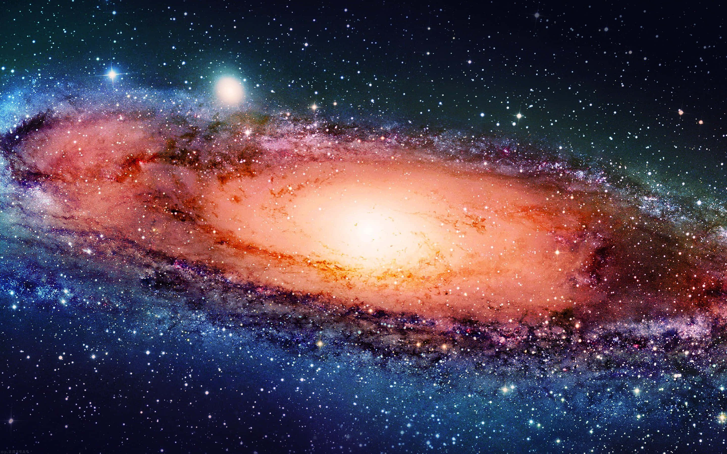 Galaxy Planet, spiral galaxy, orange hues, 2K Desktop Wallpaper