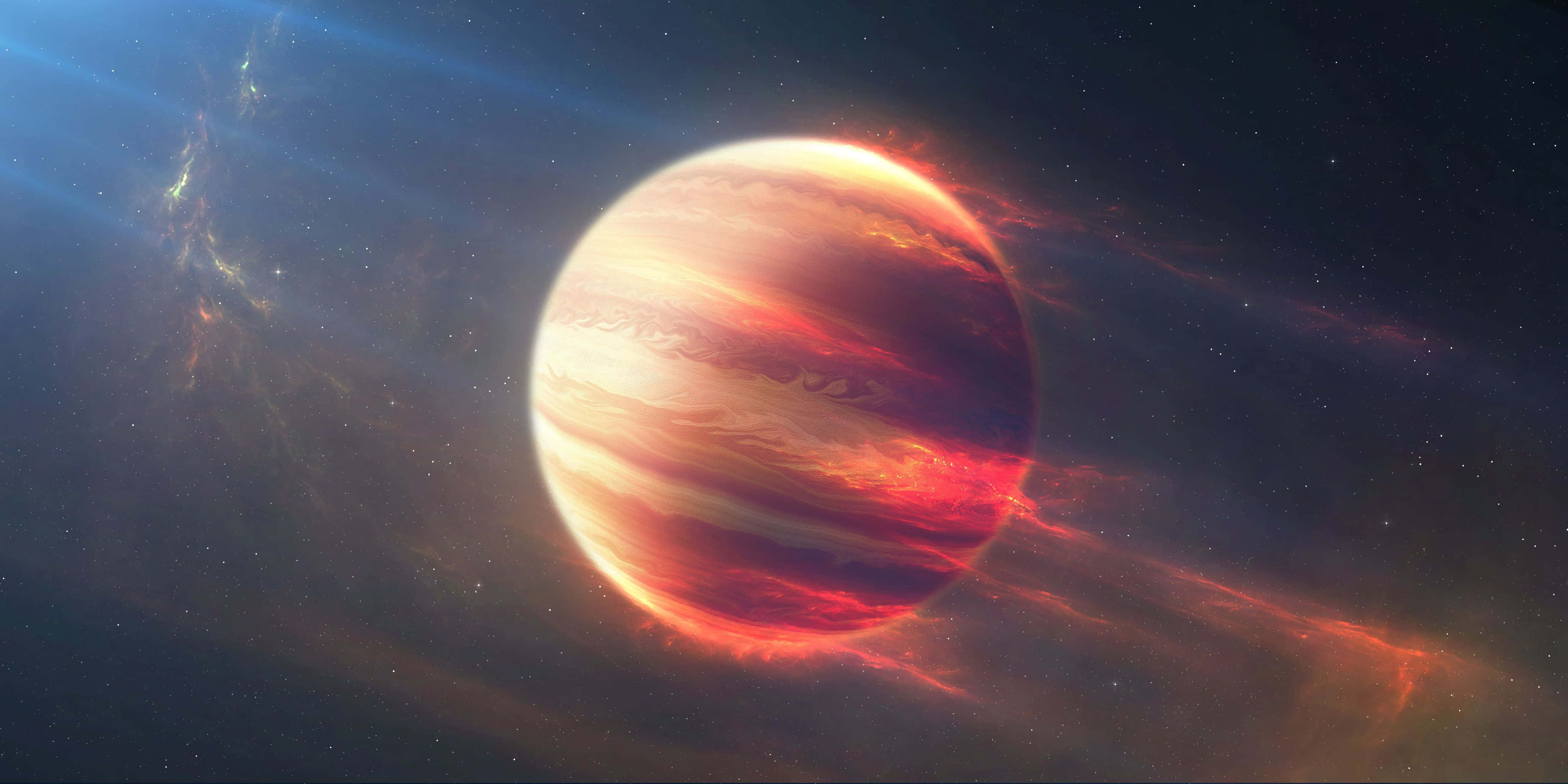 galaxy planet, fiery red, orange gas giant, 4K Desktop Wallpaper