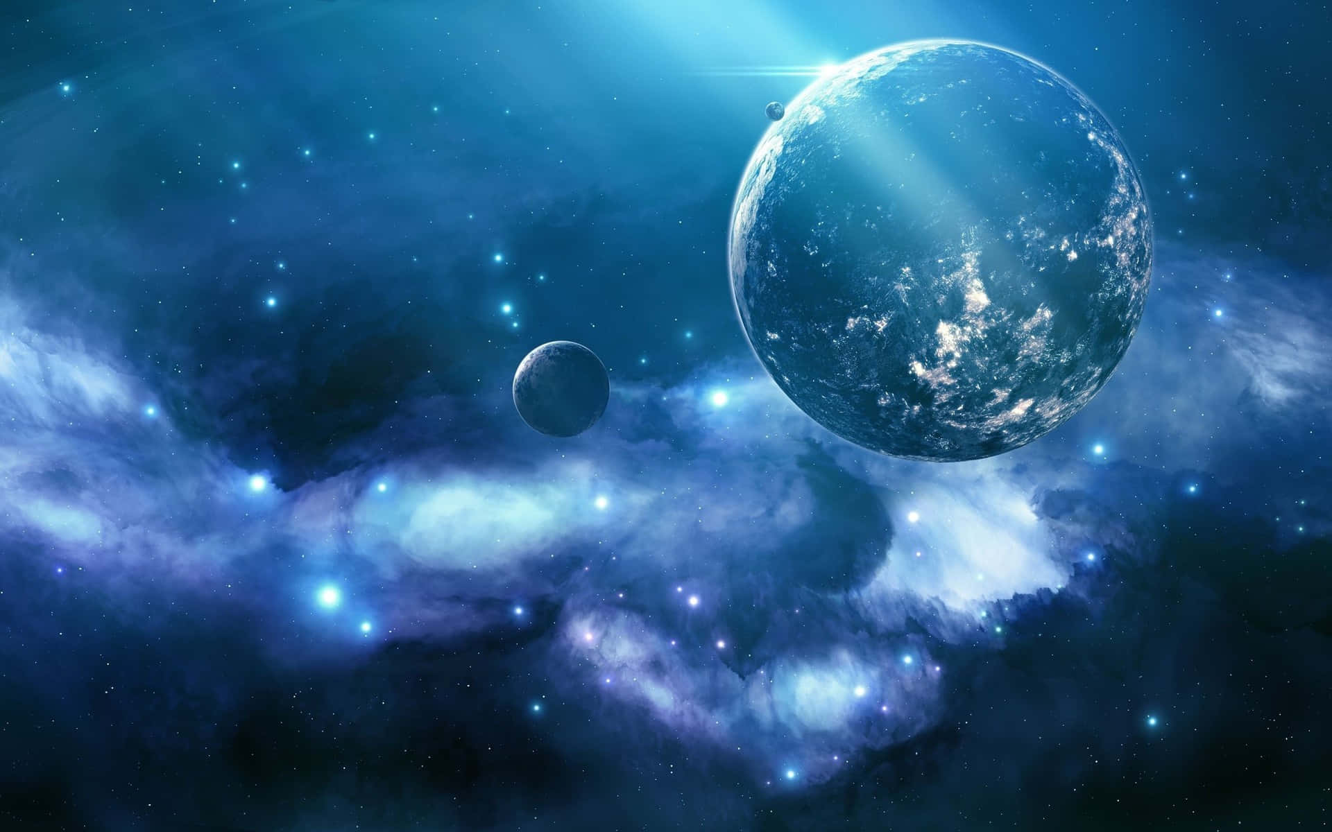 Galaxy Planet, blue planet, swirling clouds, Full HD Desktop Wallpaper