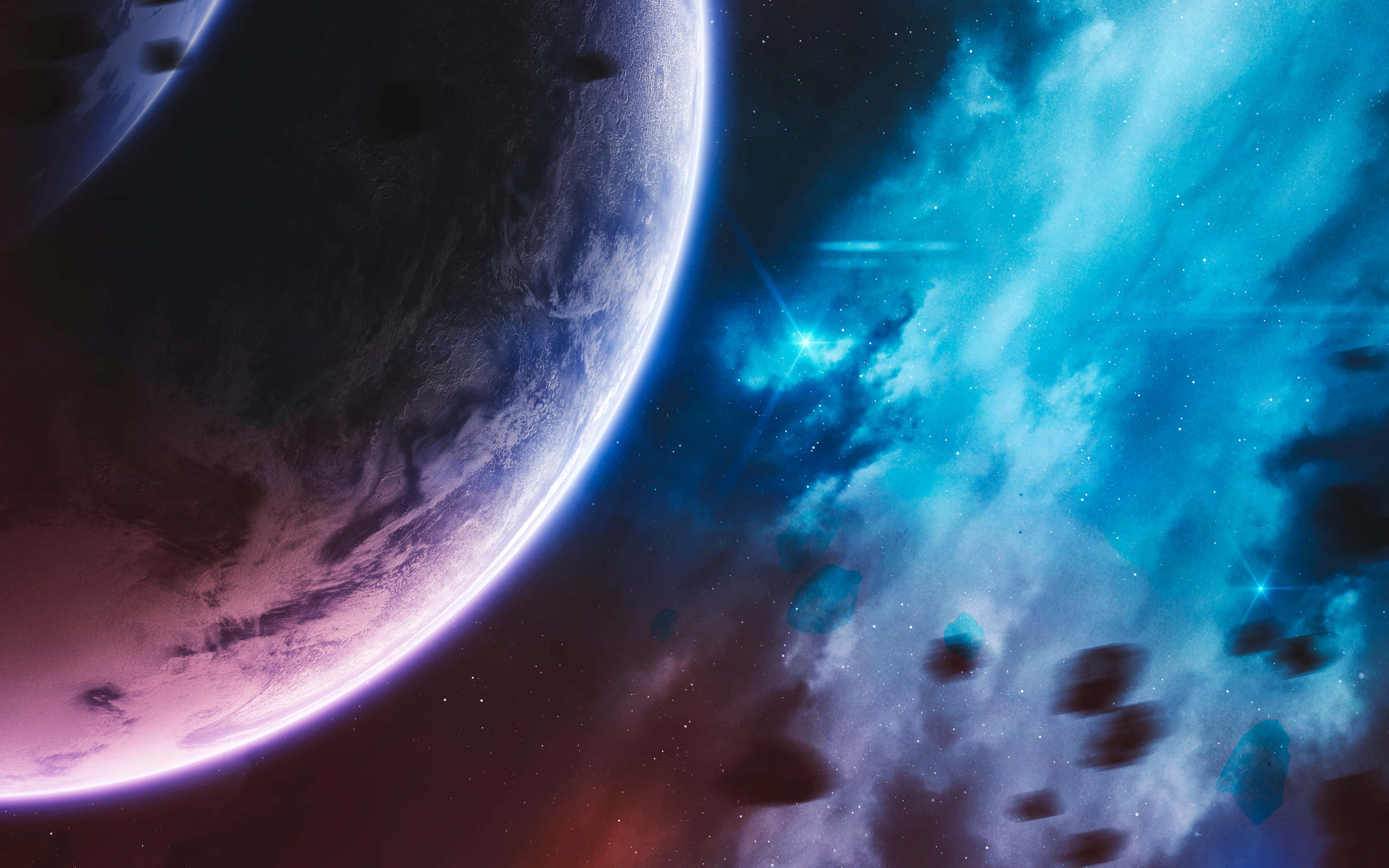 Galaxy Planet, purple planet, vibrant blue nebula, 4K Desktop Wallpaper