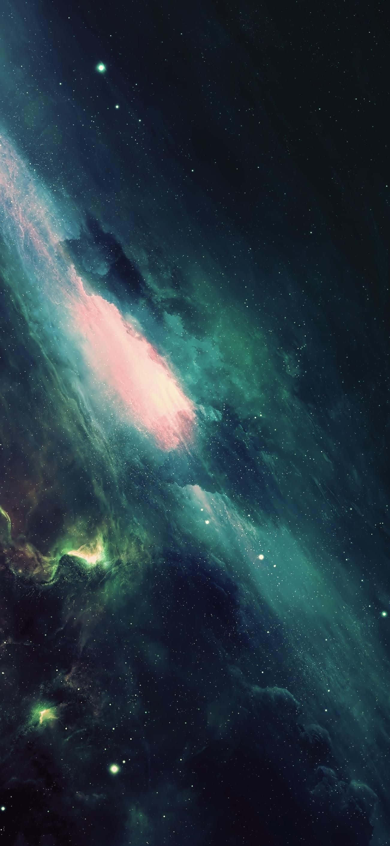 green and blue galaxy, teal pink, dark clouds, 2K Phone Wallpaper