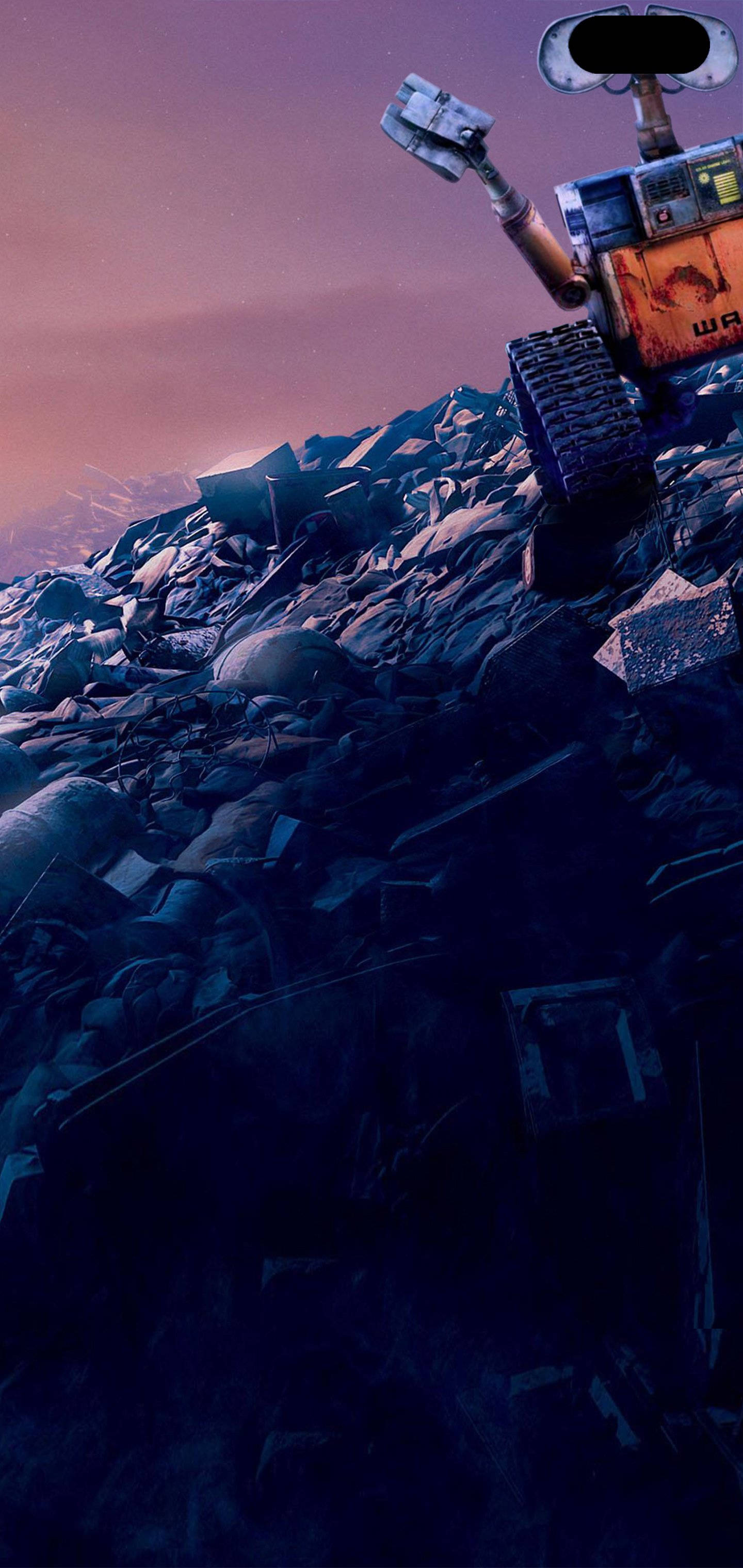 Galaxy S10 Plus, Wall E, purple twilight sky, 2K Phone Wallpaper