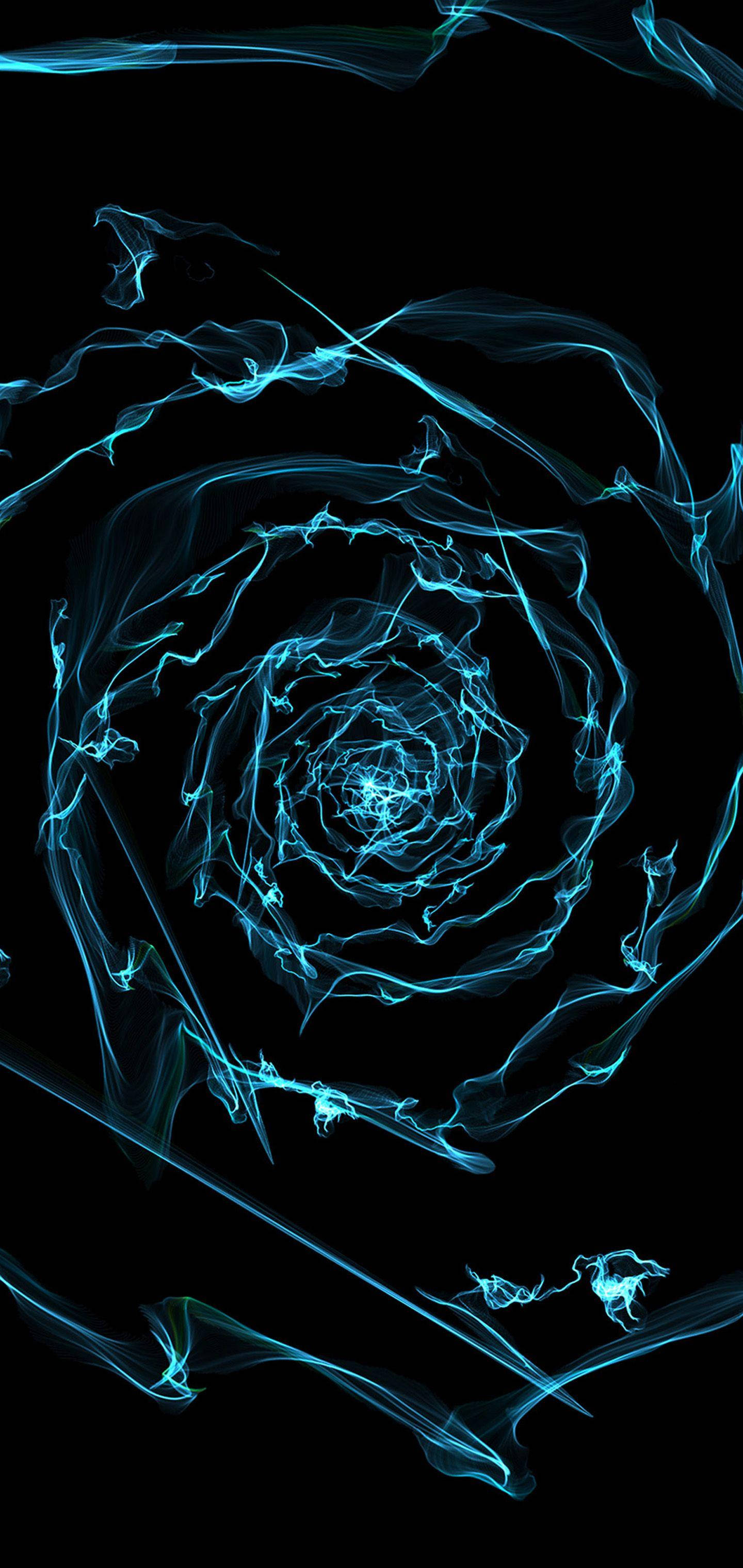 Galaxy S10, glowing blue, fractal spiral, 2K Phone Wallpaper