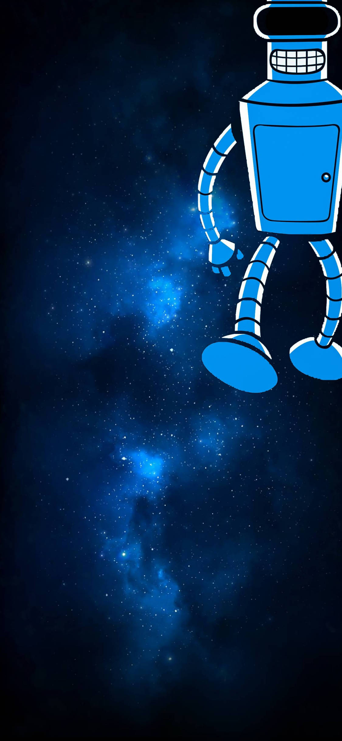 Galaxy S10, blue robot, starry cosmic background, Full HD Phone Wallpaper