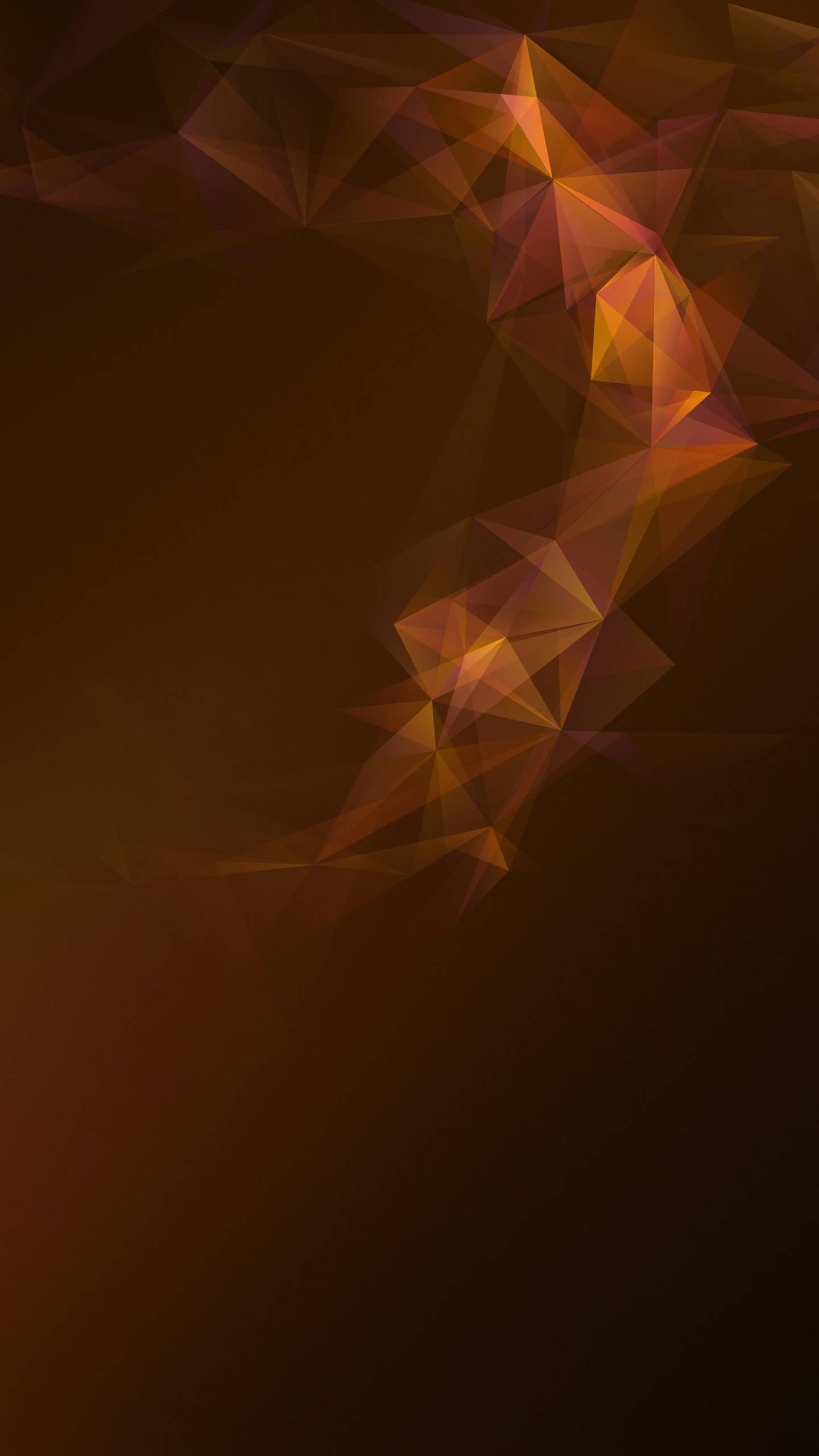 Galaxy S10, glowing amber triangles, dark brown gradient background, 2K Phone Wallpaper
