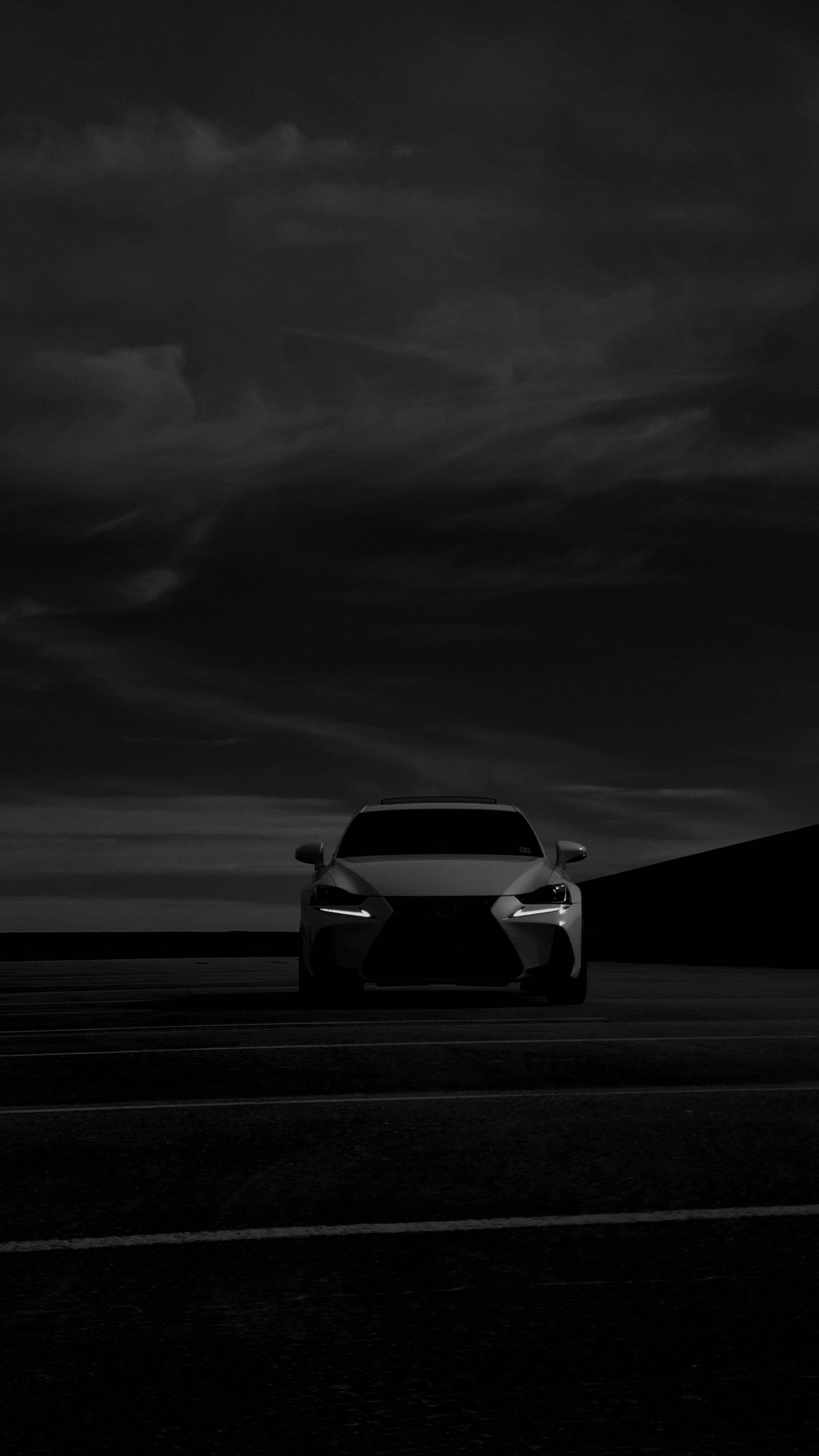 Galaxy S10, sleek sports car, glowing headlights, 4K Phone Wallpaper