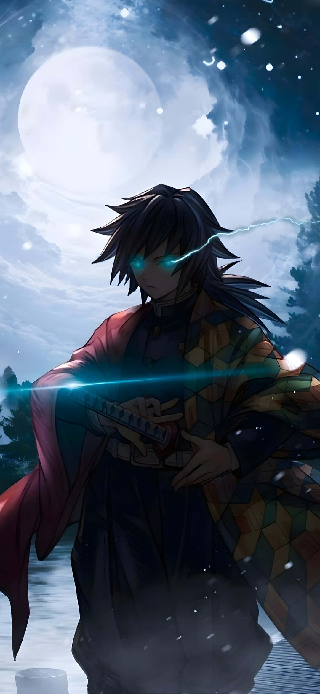 Galaxy S25, anime warrior, glowing blue eyes, Full HD Phone Wallpaper