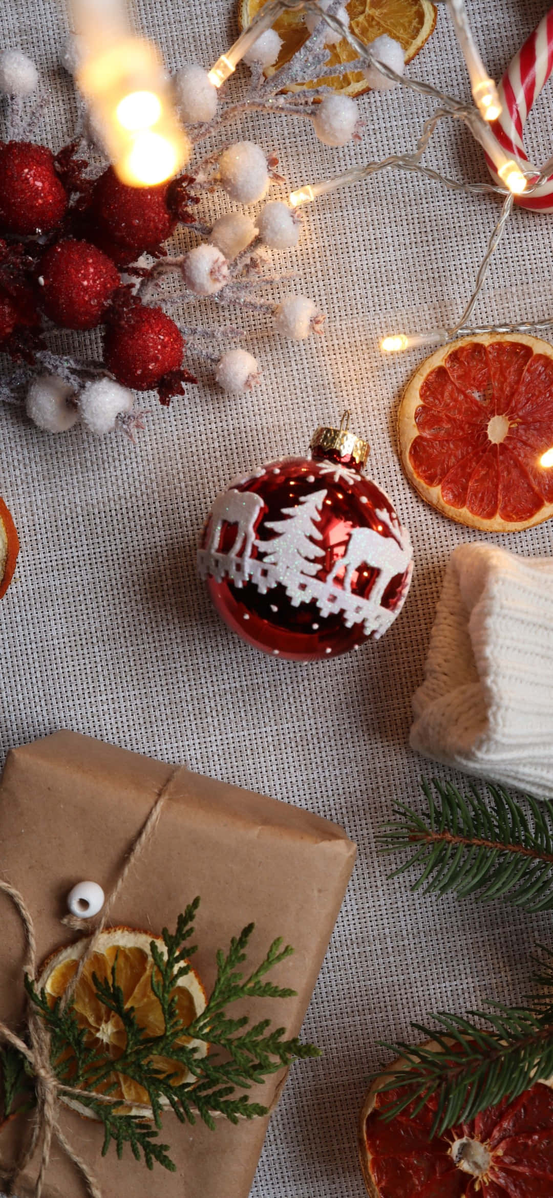 Galaxy S25, holiday, red ornaments, Full HD Phone Wallpaper