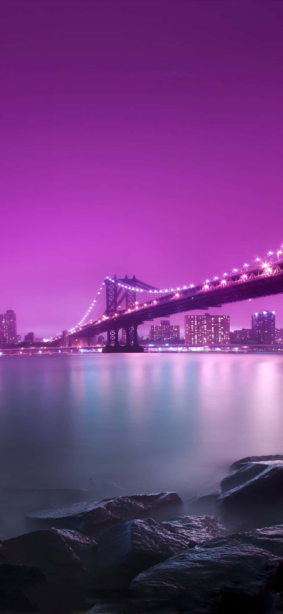Galaxy S25, night photography, glowing bridge, Full HD Phone Wallpaper
