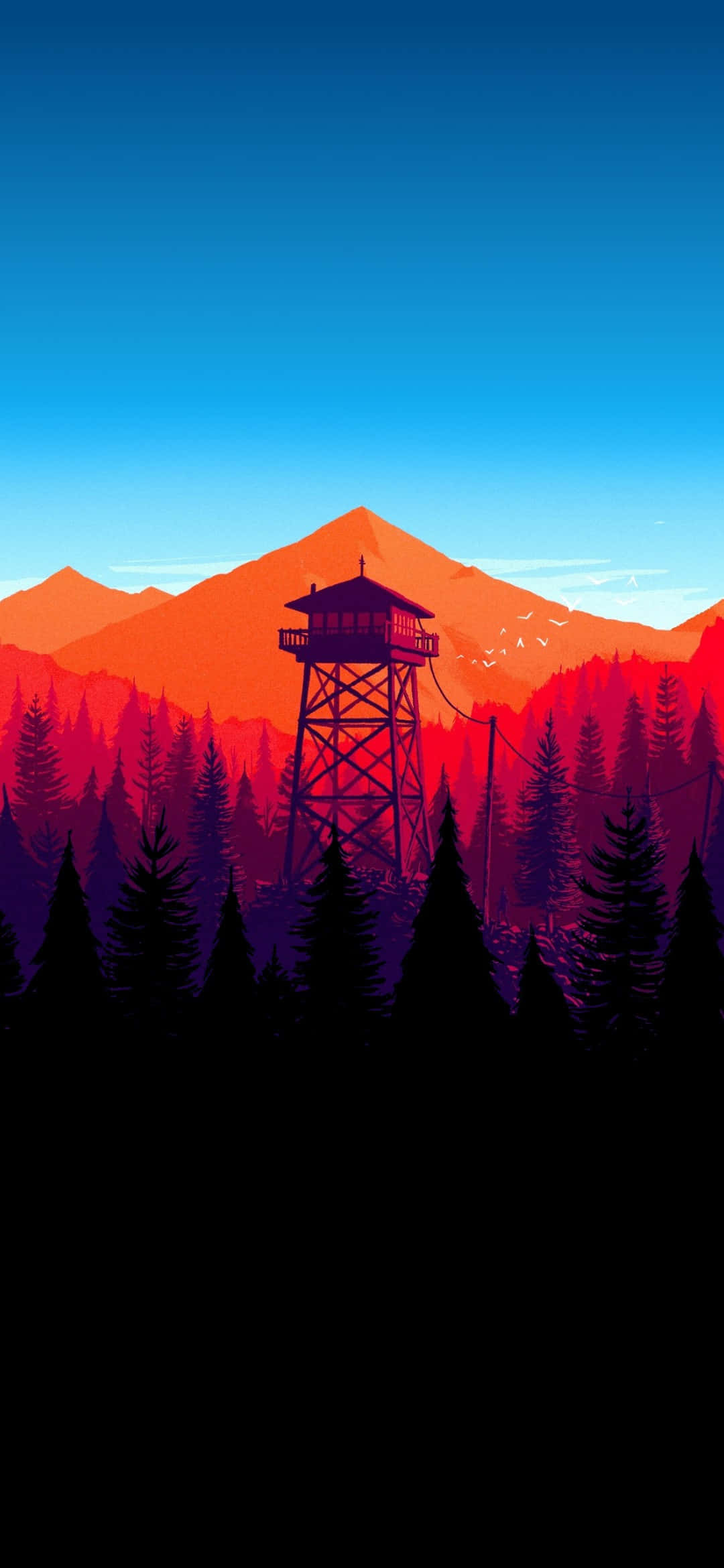 Galaxy S25, fire lookout tower, forest, Full HD Phone Wallpaper