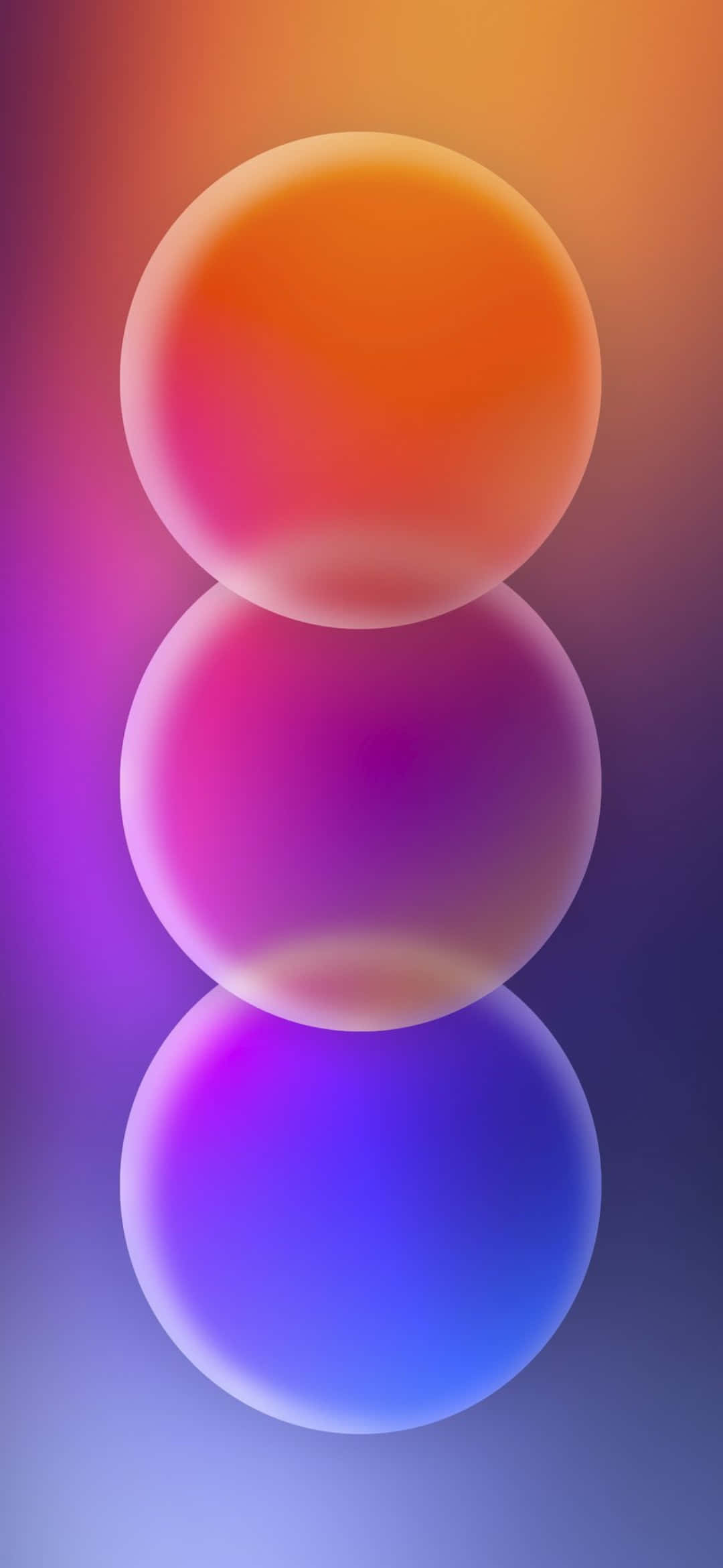 Galaxy S25, translucent spheres, gradient hues of orange pink purple and blue, Full HD Phone Wallpaper