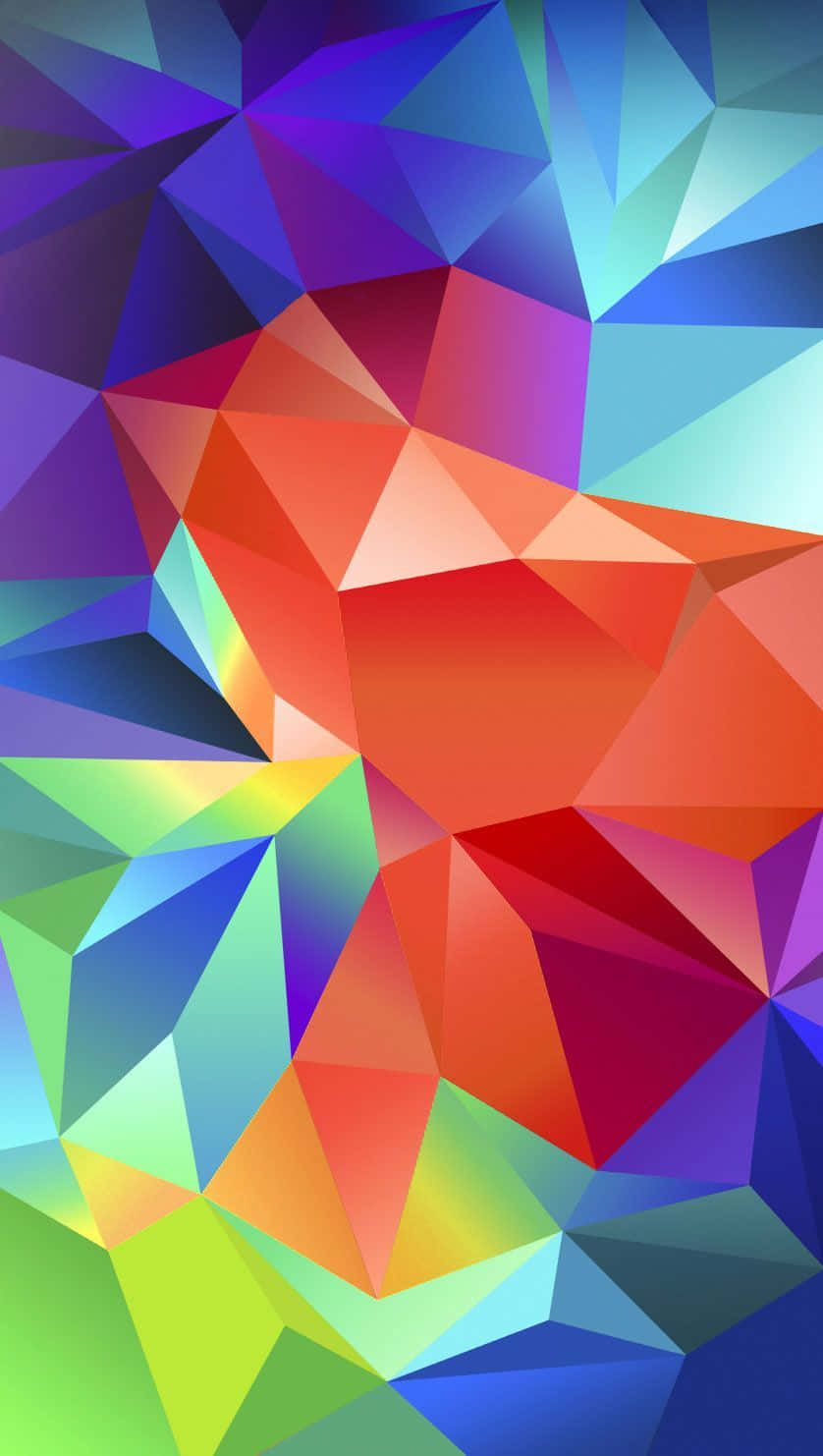 Galaxy S5, triangles, rainbow hues, HD Phone Wallpaper