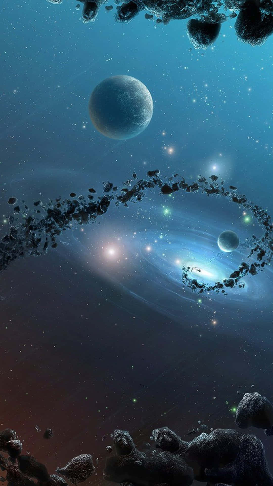 Galaxy S5, spiral galaxy, asteroids, Full HD Phone Wallpaper