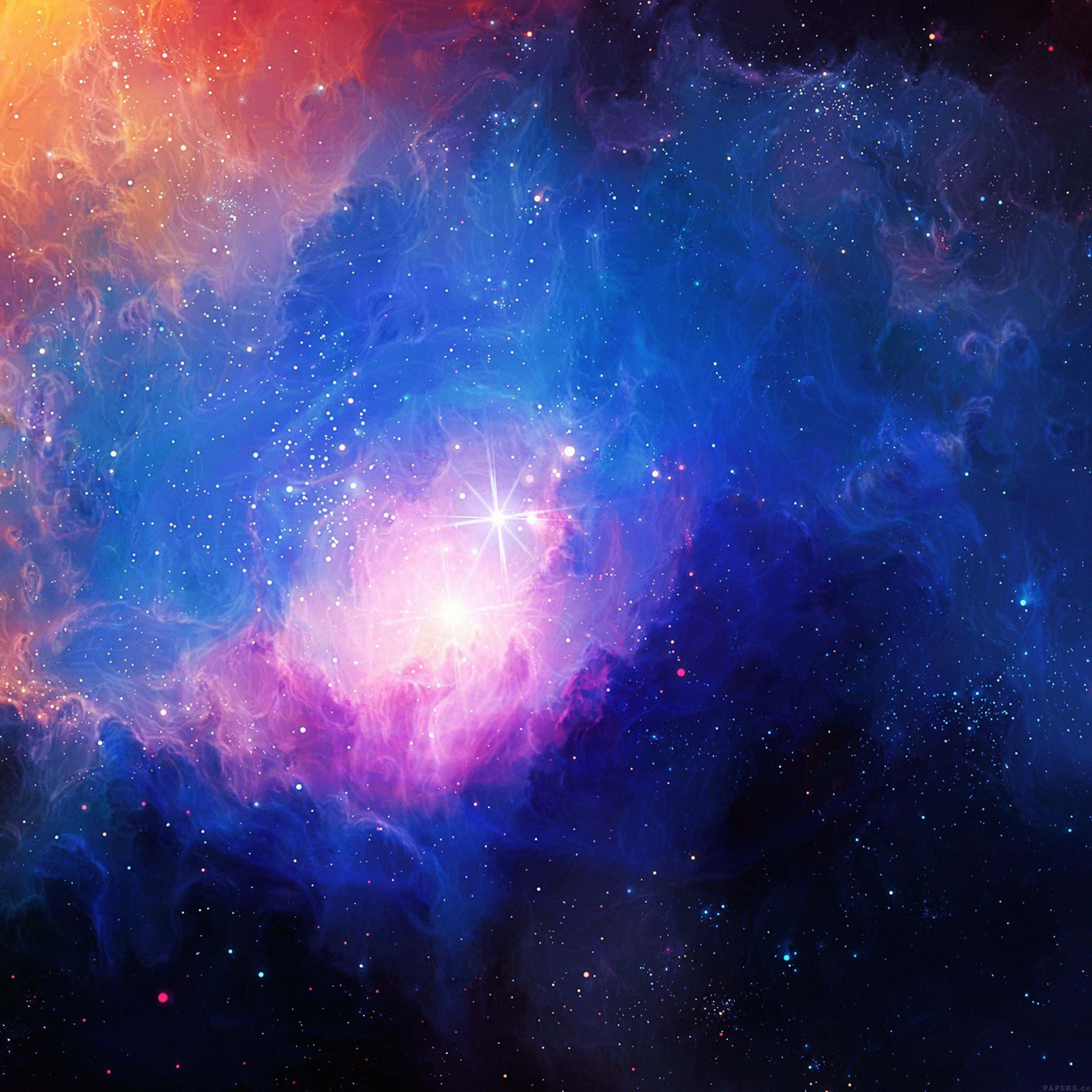 galaxy sky, cosmic nebula, fiery orange, Full HD Desktop Wallpaper