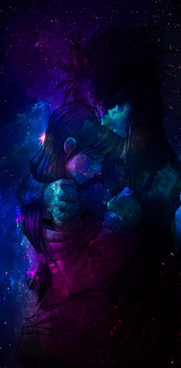 Galaxy, anime, purple nebulae, HD Phone Wallpaper