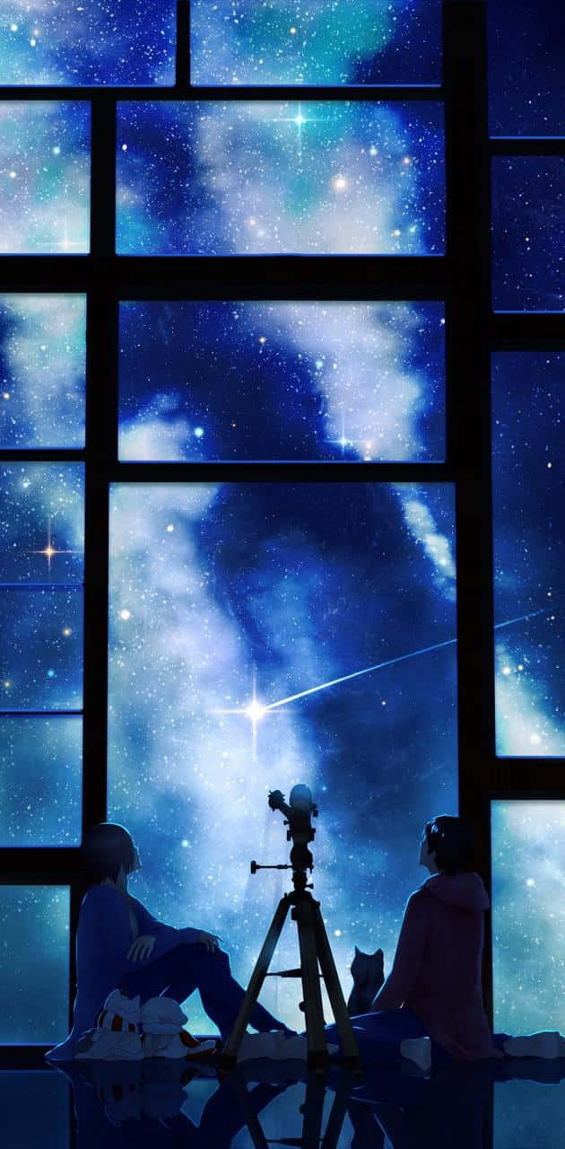Galaxy Anime, window, starry night sky, HD Phone Wallpaper