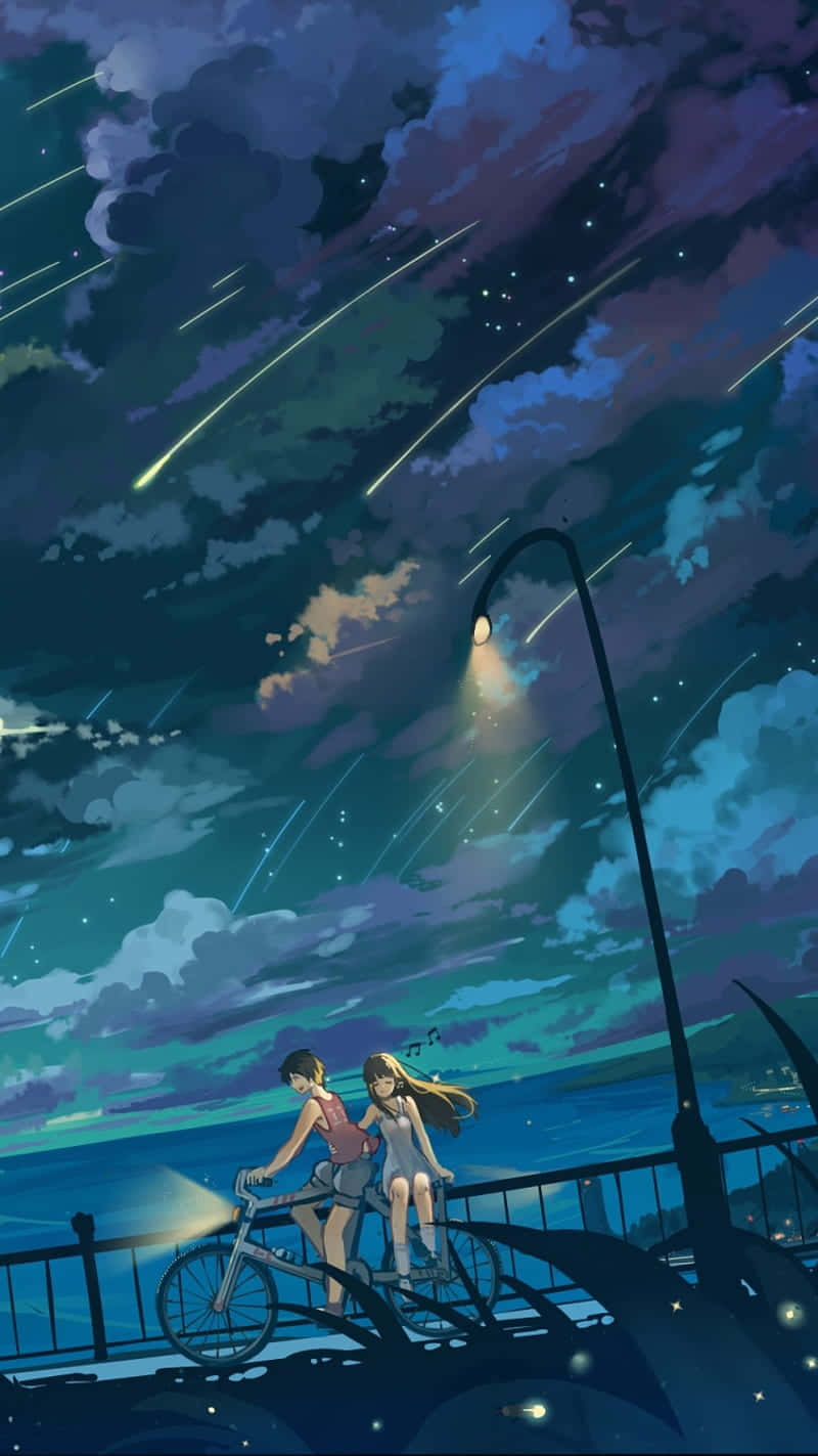 Galaxy Anime, bicycle, starry night sky, HD Phone Wallpaper