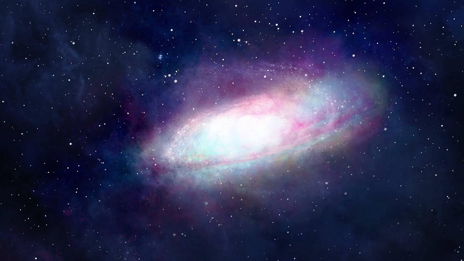 starry galaxy, spiral galaxy, pink and blue hues, Full HD Desktop Wallpaper