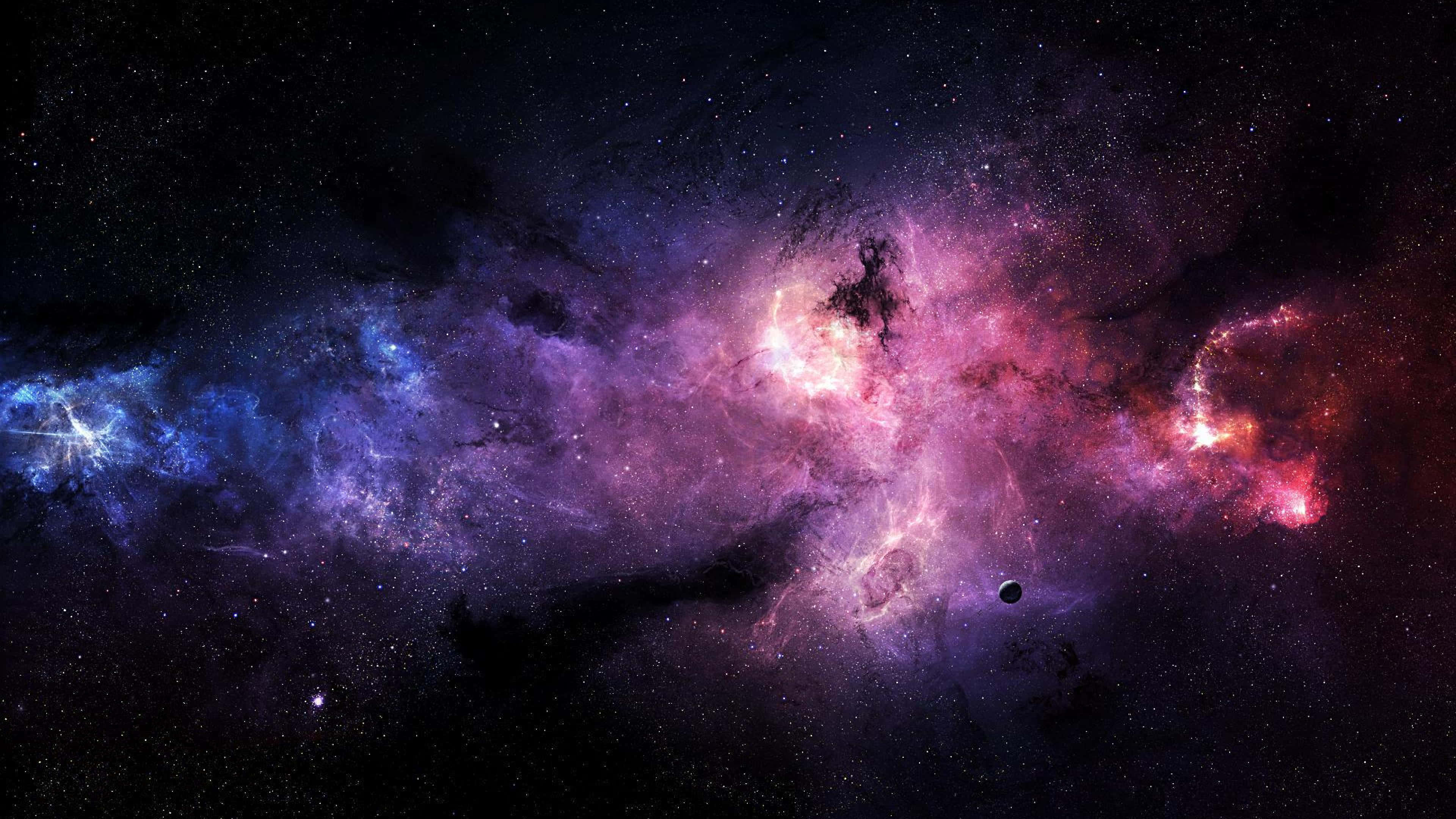 Space Galaxy, Pink Nebula, electric purples, 4K Desktop Wallpaper