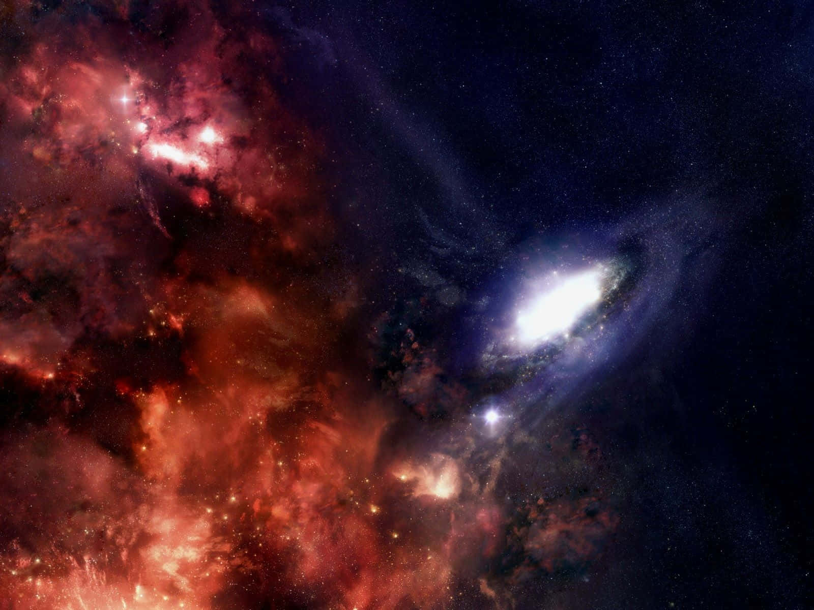 Galaxy Stars, spiral galaxy, fiery red nebulae, HD Desktop Wallpaper