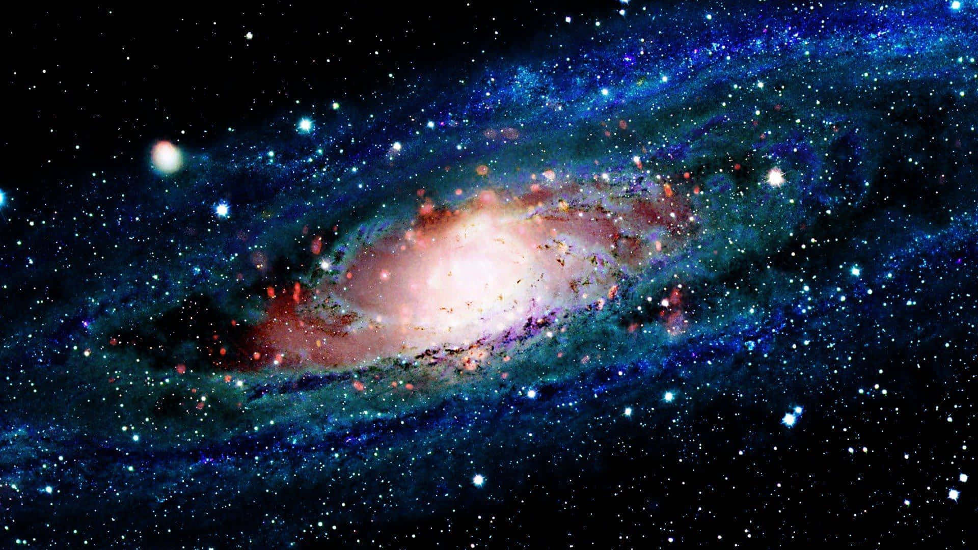 Astonishing Galaxy Star Background, spiral galaxy, pink and blue nebulae, Full HD Desktop Wallpaper