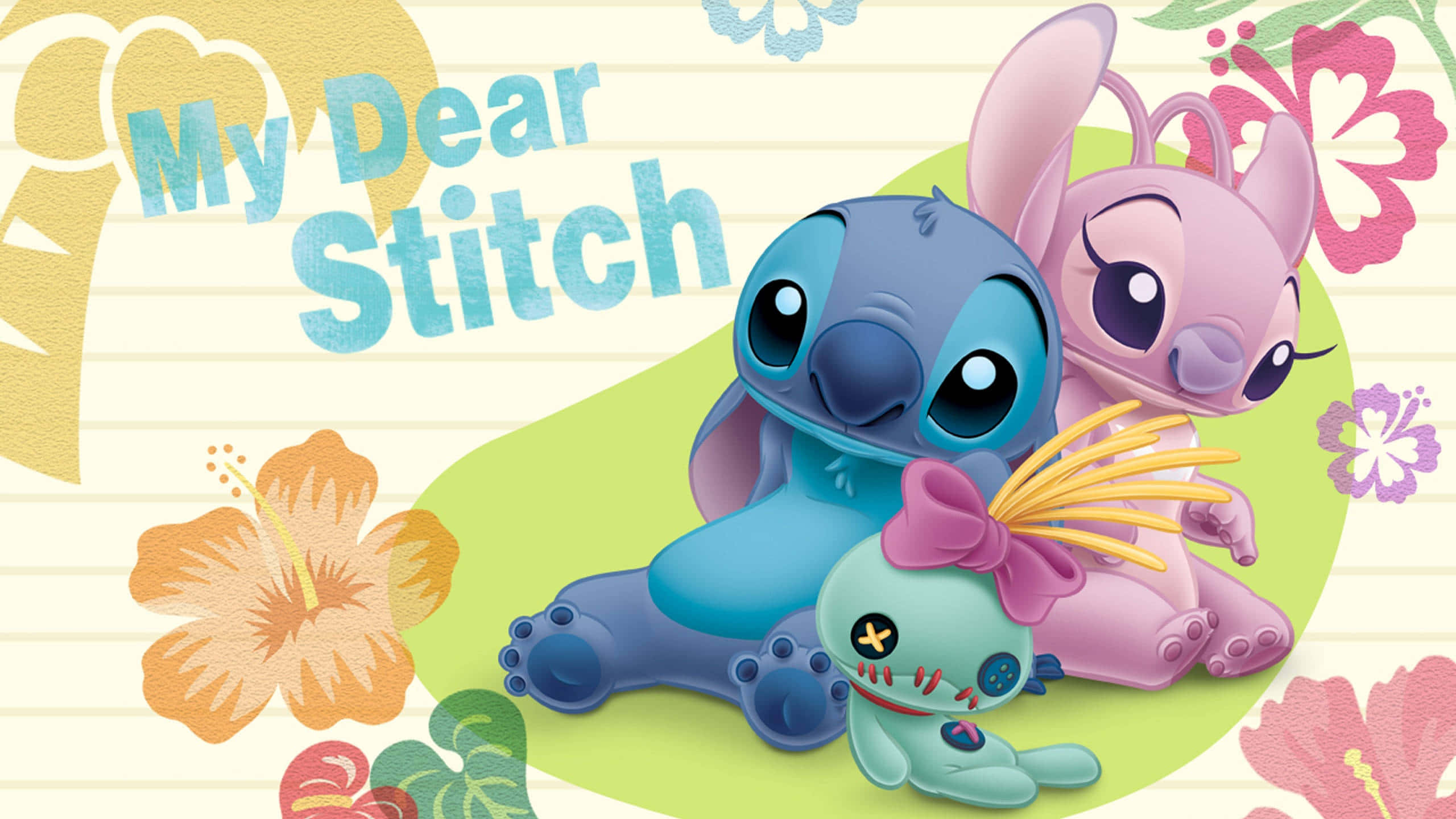 Stitch, Angel, plush toy, 2K Desktop Wallpaper