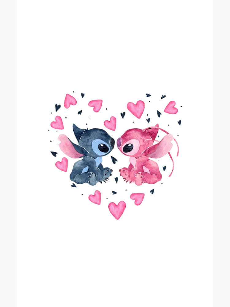 Stitch, Angel, watercolor style, SD Phone Wallpaper