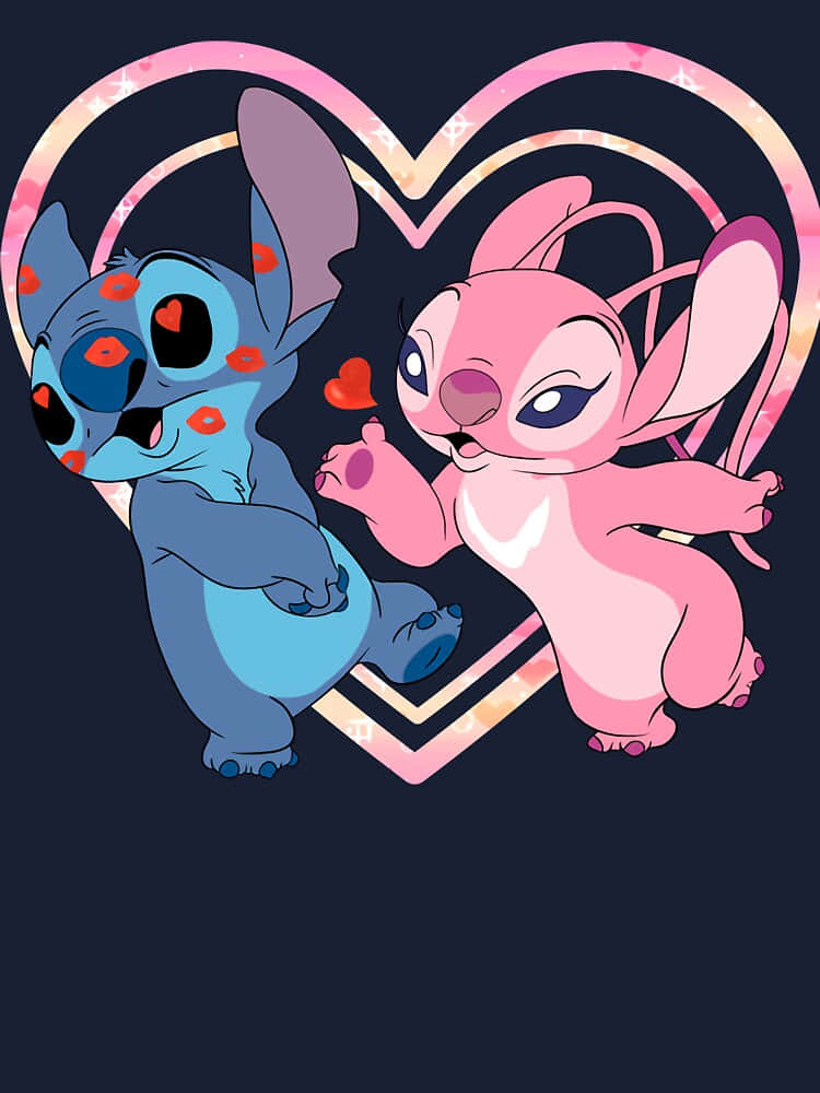 Stitch, angel, glowing heart, SD Phone Wallpaper