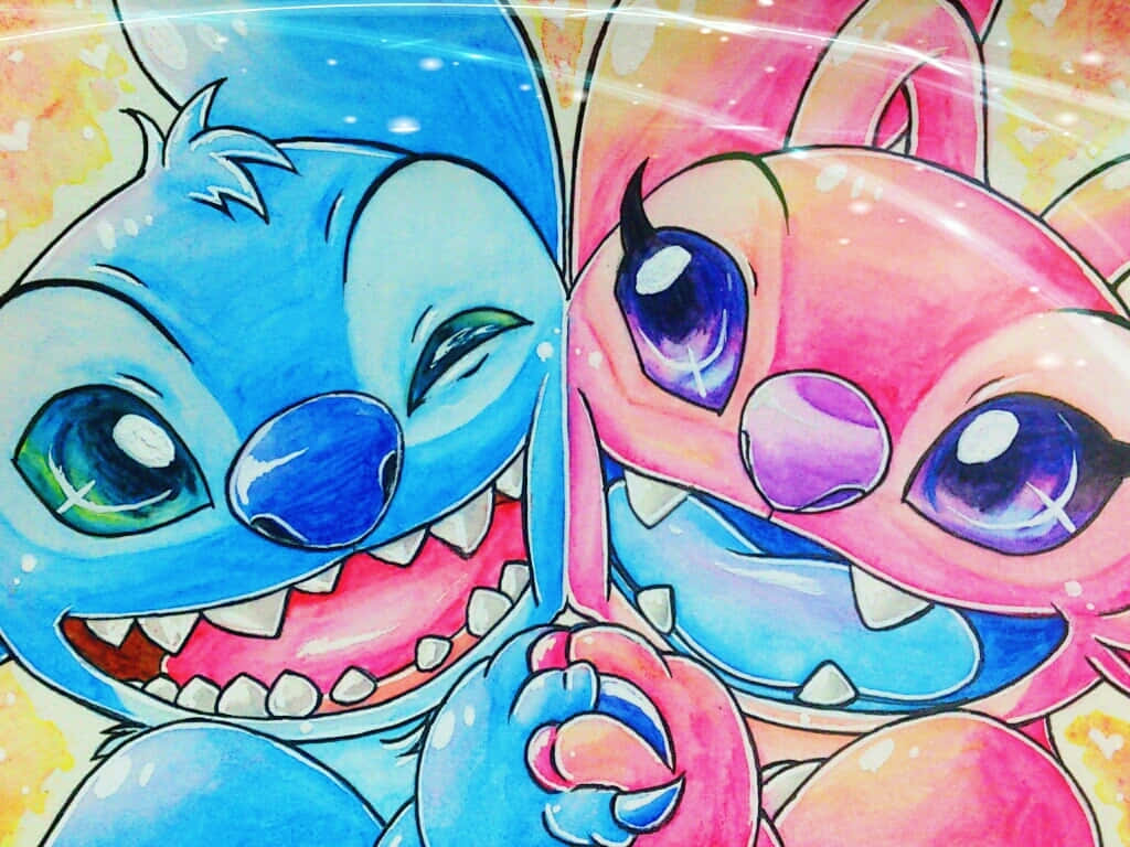 Stitch, Angel, cartoon aliens, SD Desktop Wallpaper