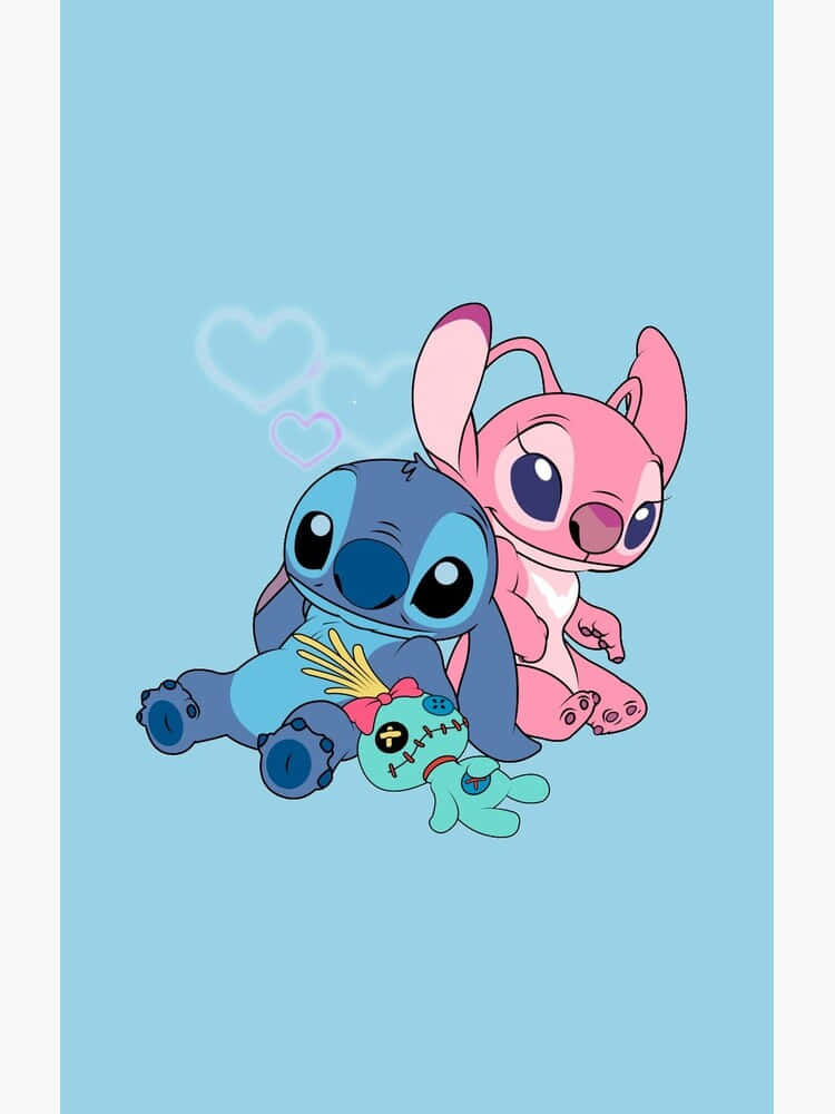 Stitch, Angel, blue and pink Stitch characters, SD Phone Wallpaper