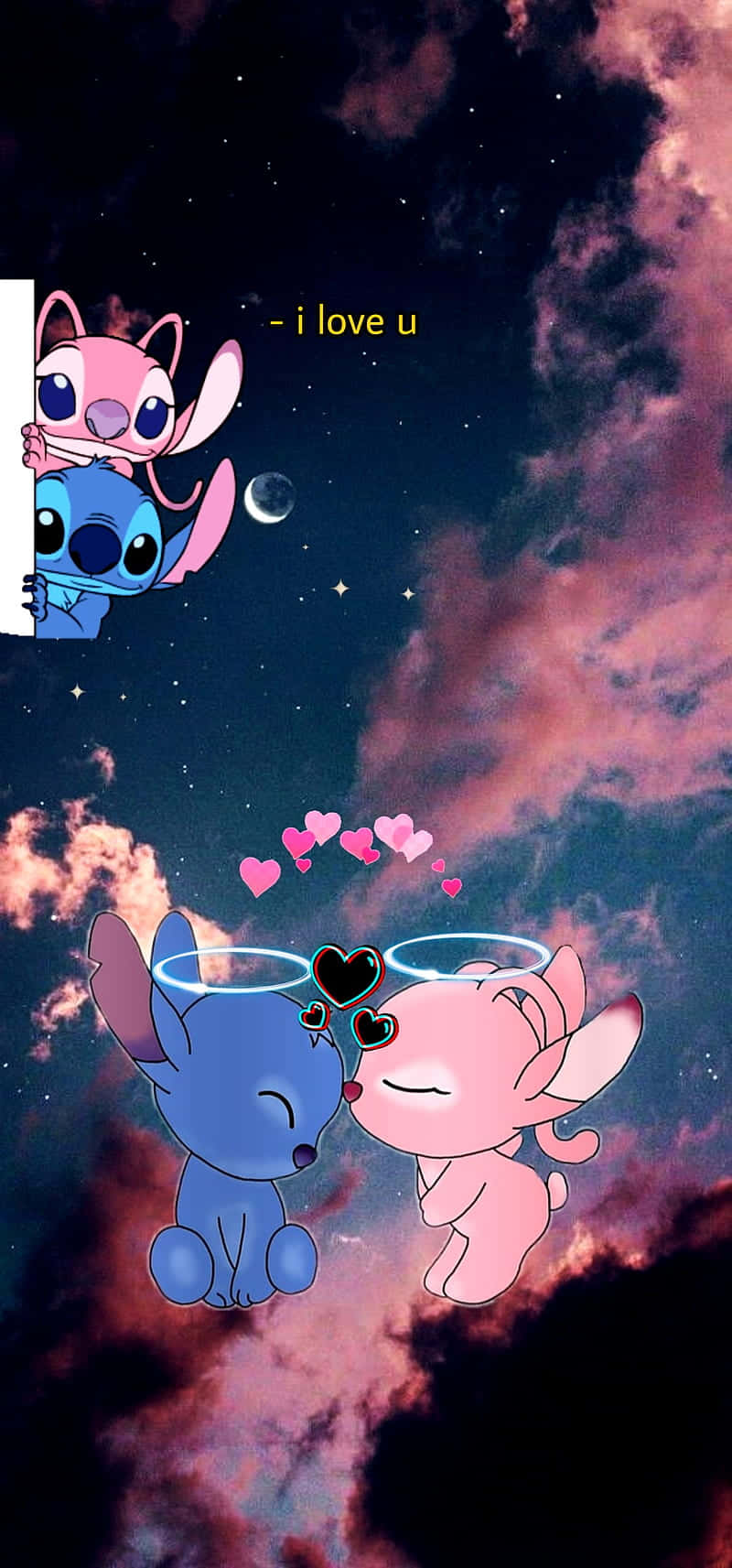 Stitch, cosmic love, starry sky, HD Phone Wallpaper