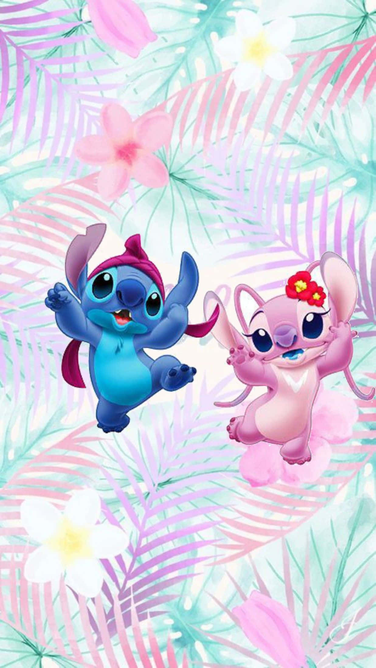 Stitch, Angel, pastel pink, Full HD Phone Wallpaper