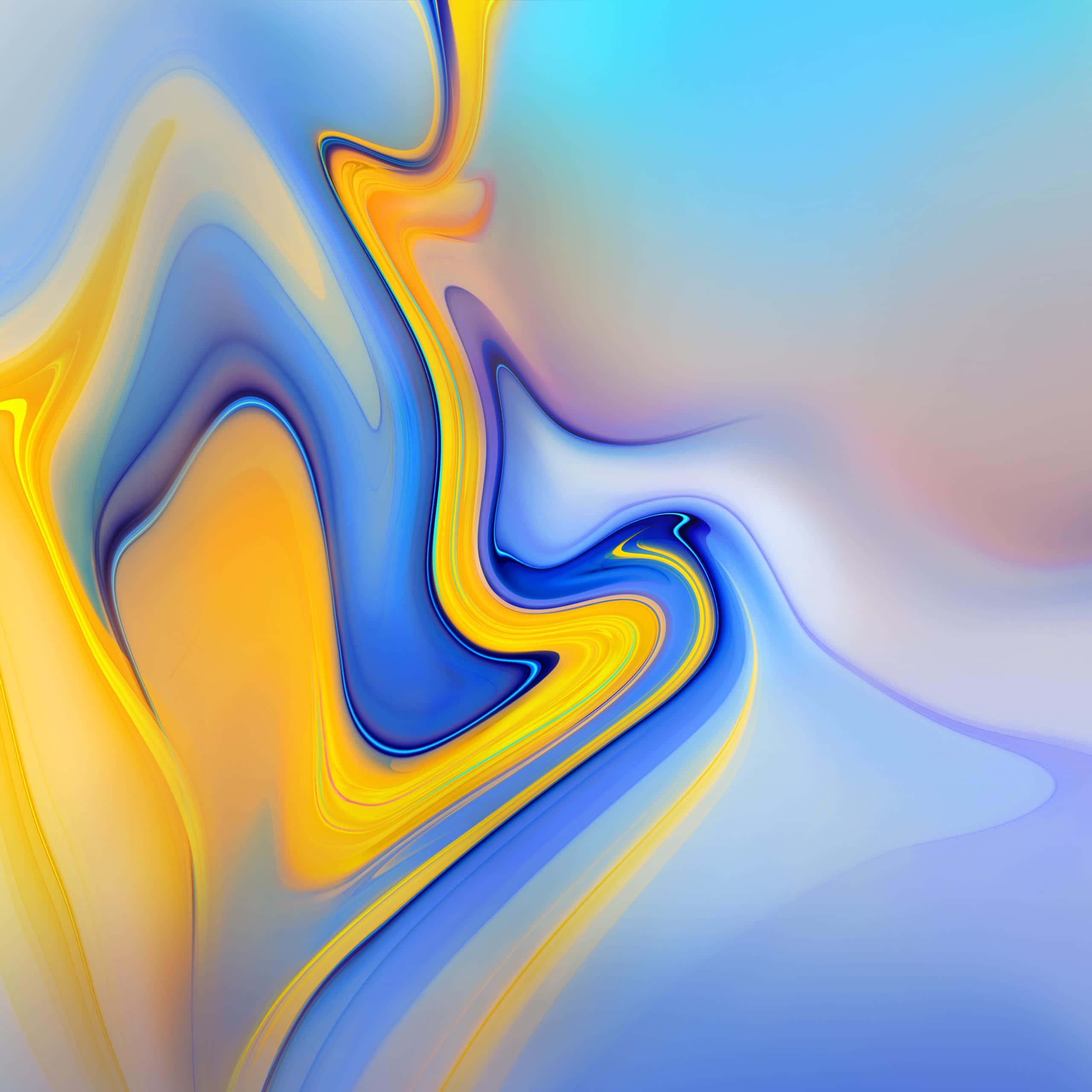 Galaxy Tab, blue, yellow, 2K Desktop Wallpaper