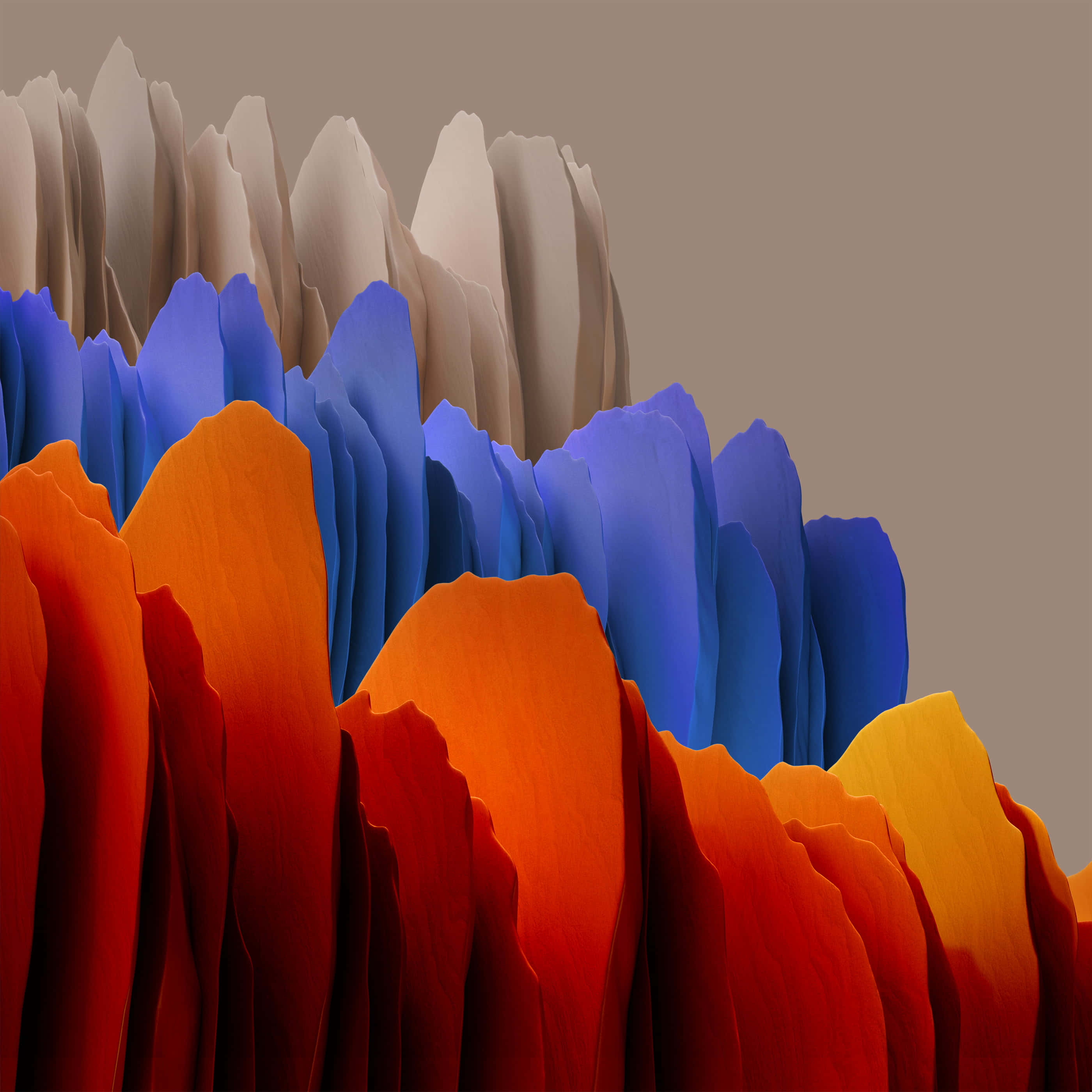 Galaxy Tab, fiery orange red, cool blue, 2K Desktop Wallpaper