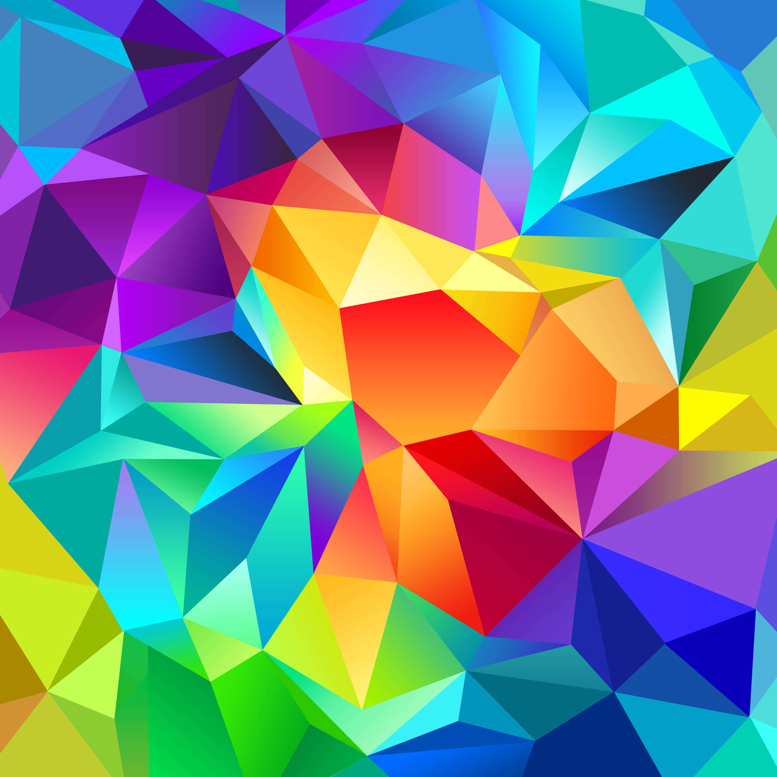 Galaxy Tab, 2560 x 2560, multicolored triangles, 2K Desktop Wallpaper