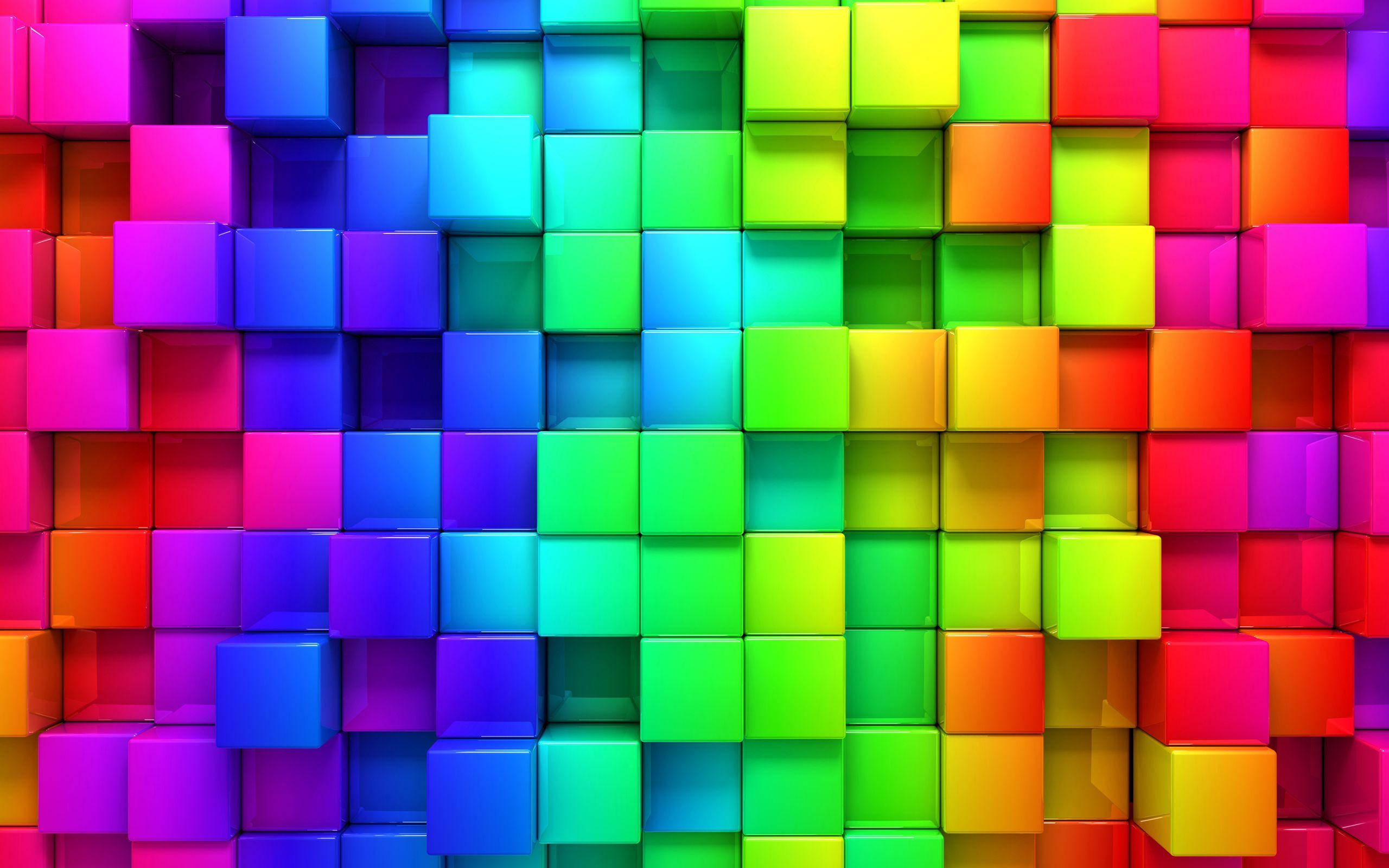 Galaxy Tablet, colorful cubes, rainbow hues, 2K Desktop Wallpaper