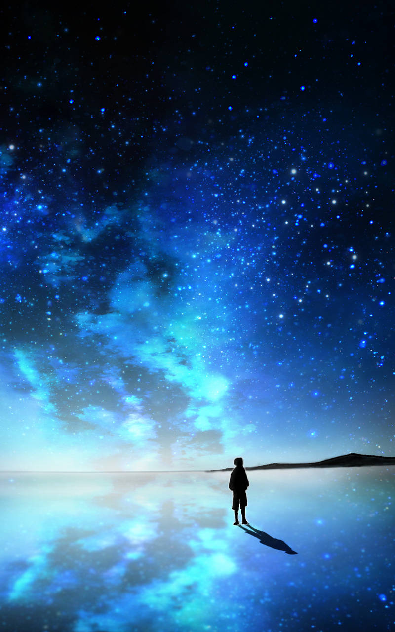Galaxy Tablet, starry night sky, glowing blue nebulae, HD Phone Wallpaper