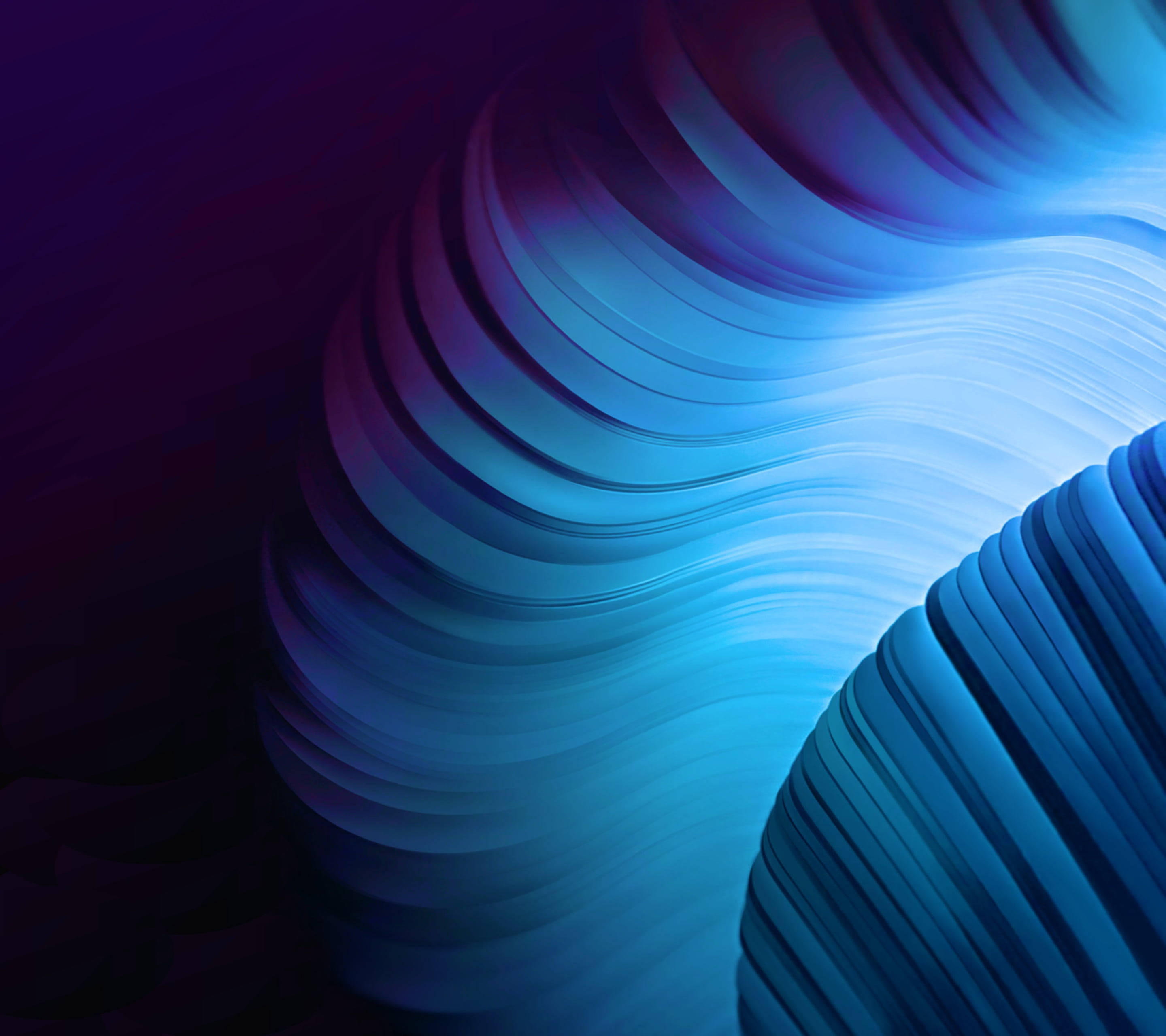 Galaxy Tablet, blue waves, glowing blue and purple light, 2K Desktop Wallpaper