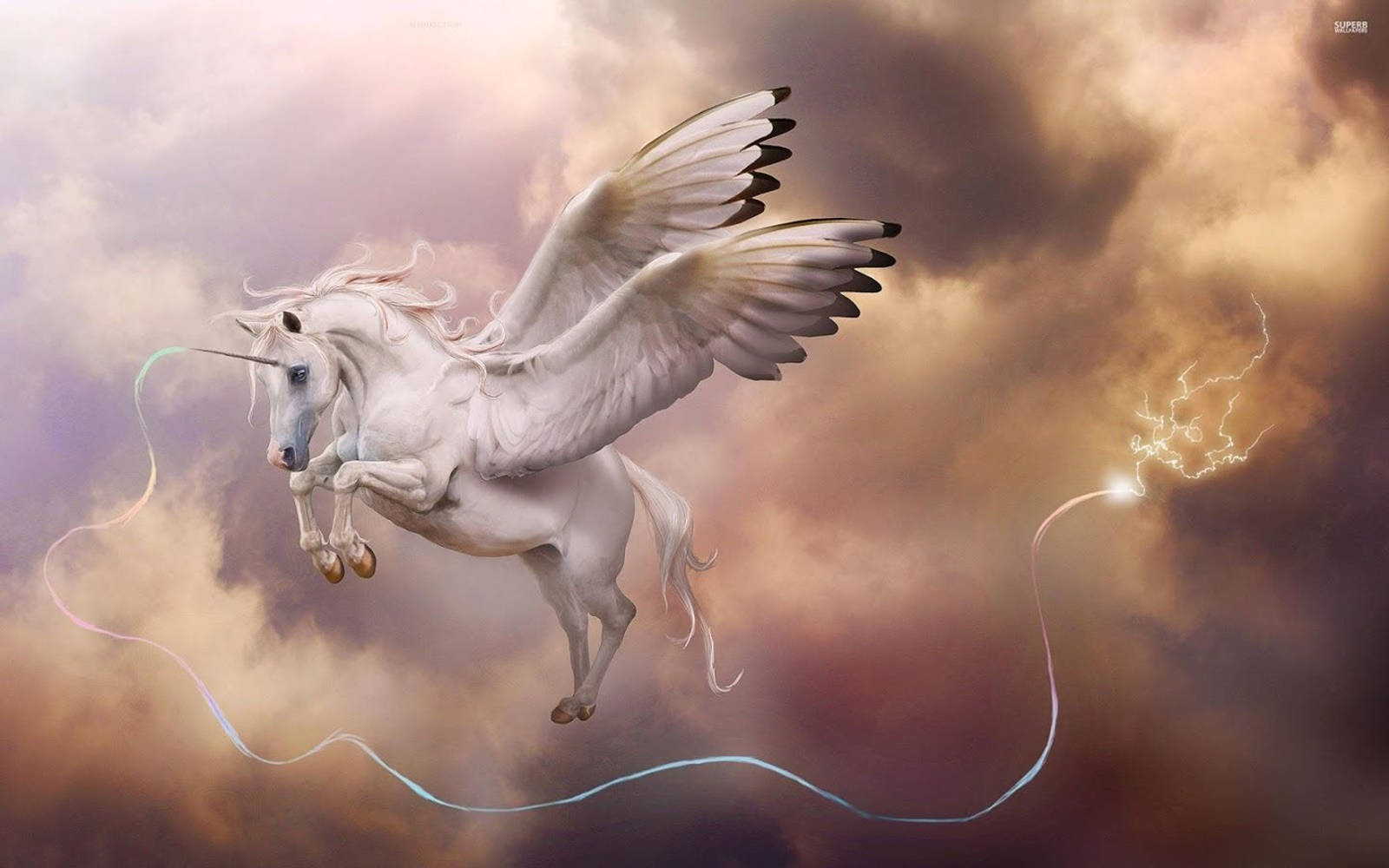 Galaxy Unicorn, overcast sky, stormy clouds, HD Desktop Wallpaper