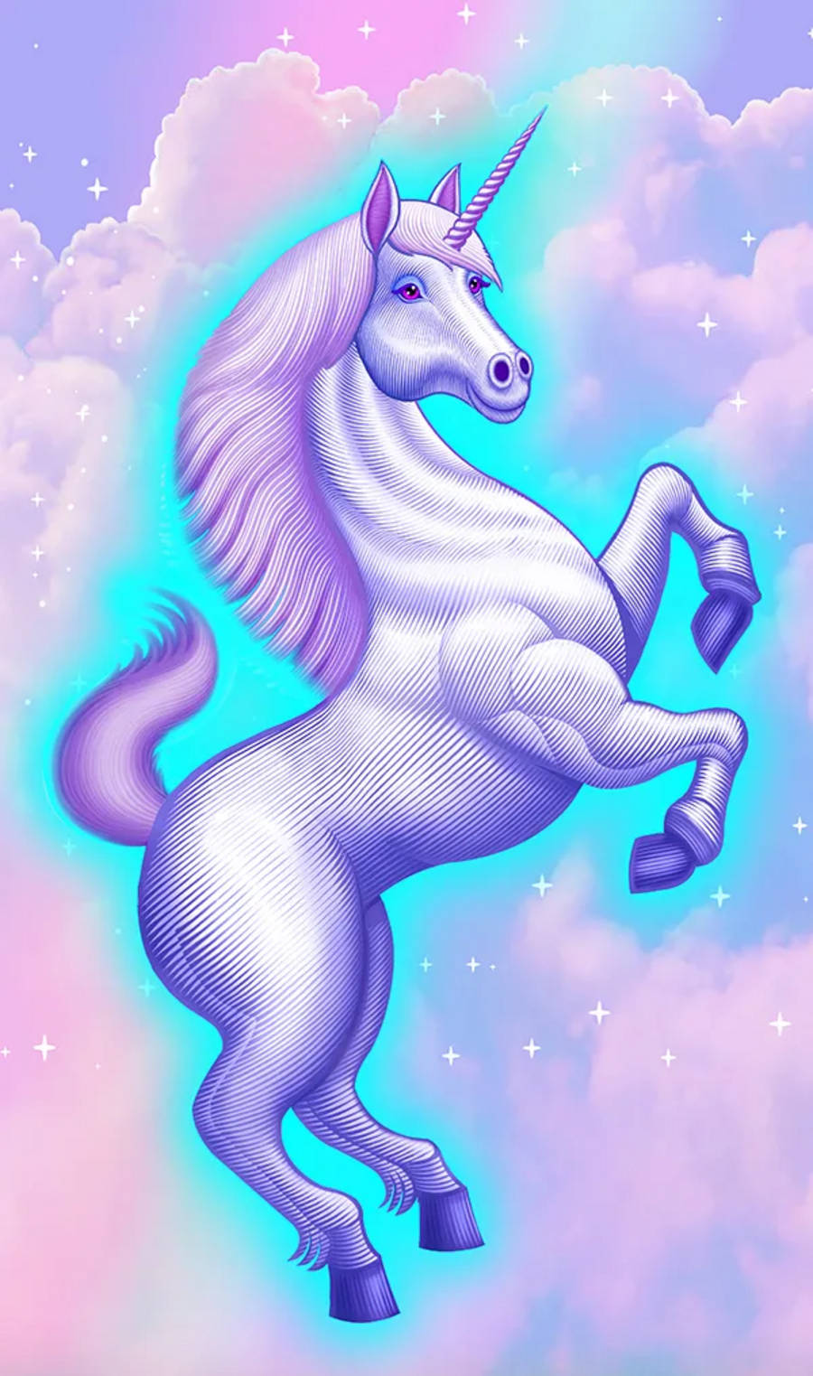 Galaxy Unicorn, neon blue, purple unicorn, HD Phone Wallpaper
